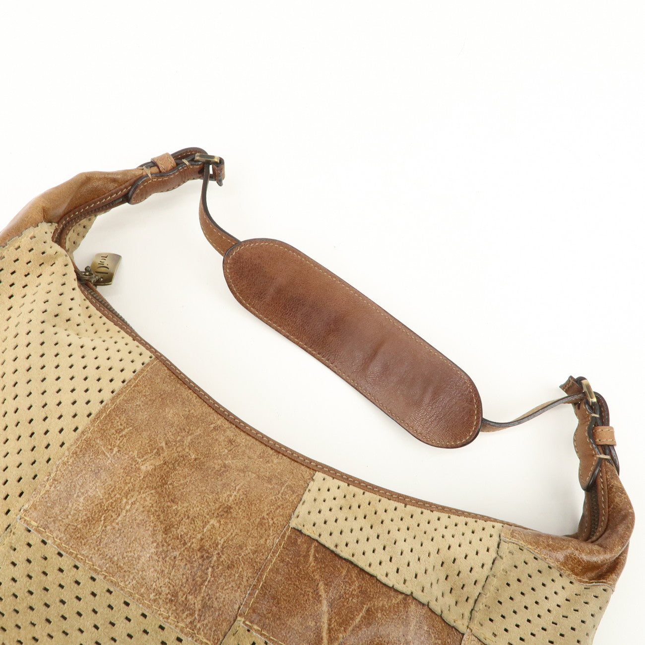 Christian Dior Leather Shoulder Bag Hand Bag Brown Beige
