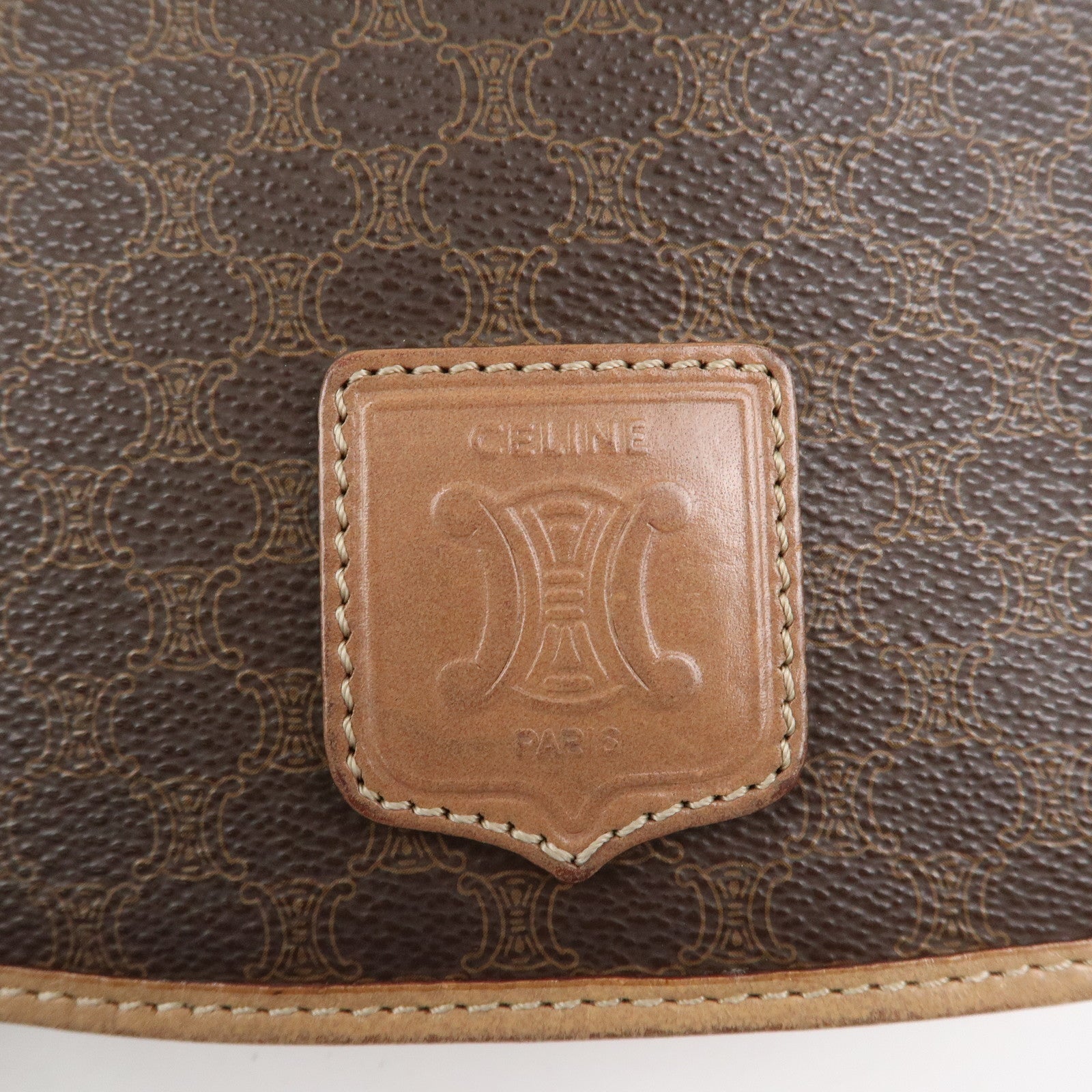 CELINE Macadam PVC Leather Shoulder Bag Crossbody Bag Brown