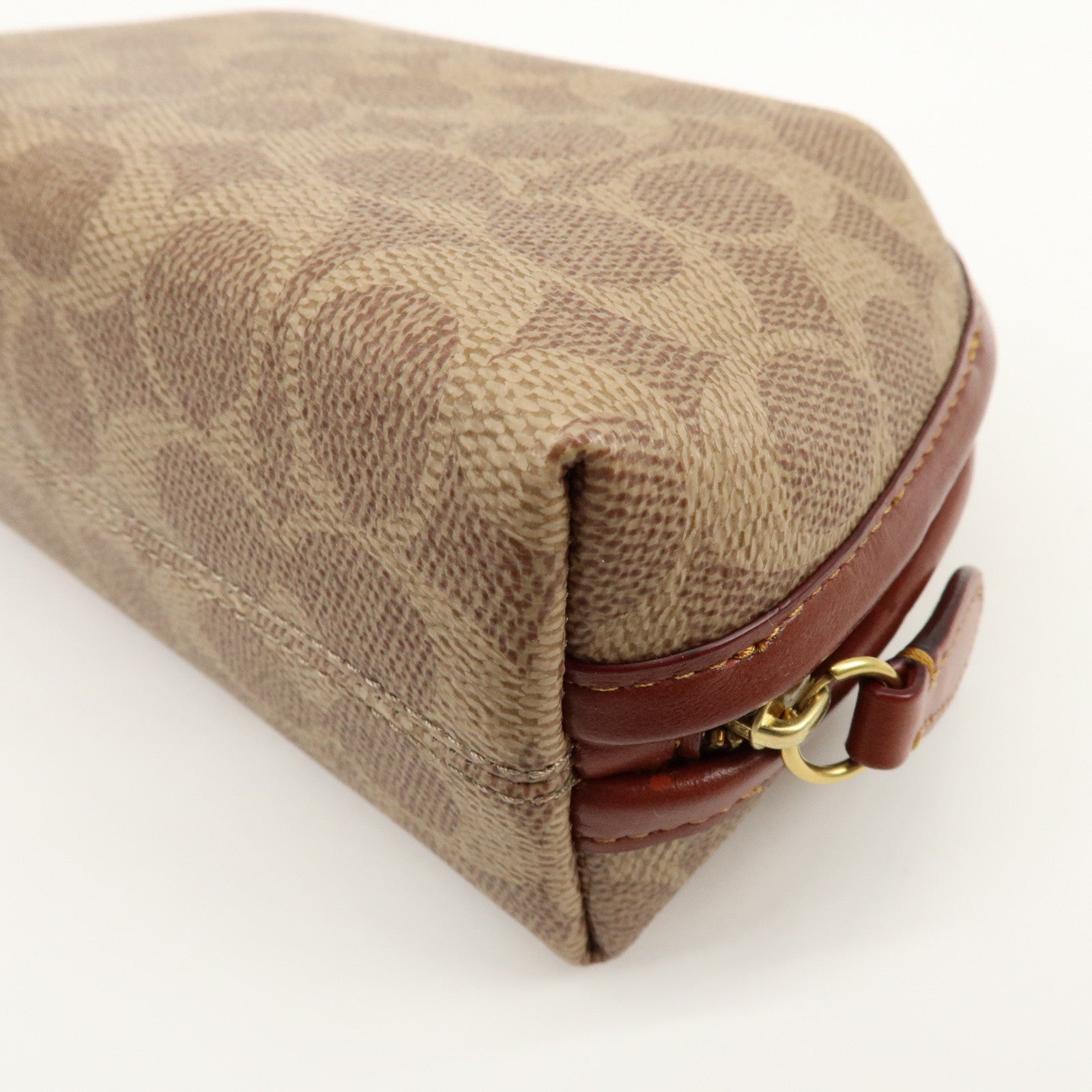 Coach Signature PVC Pouch Cosmetic Pouch Brown