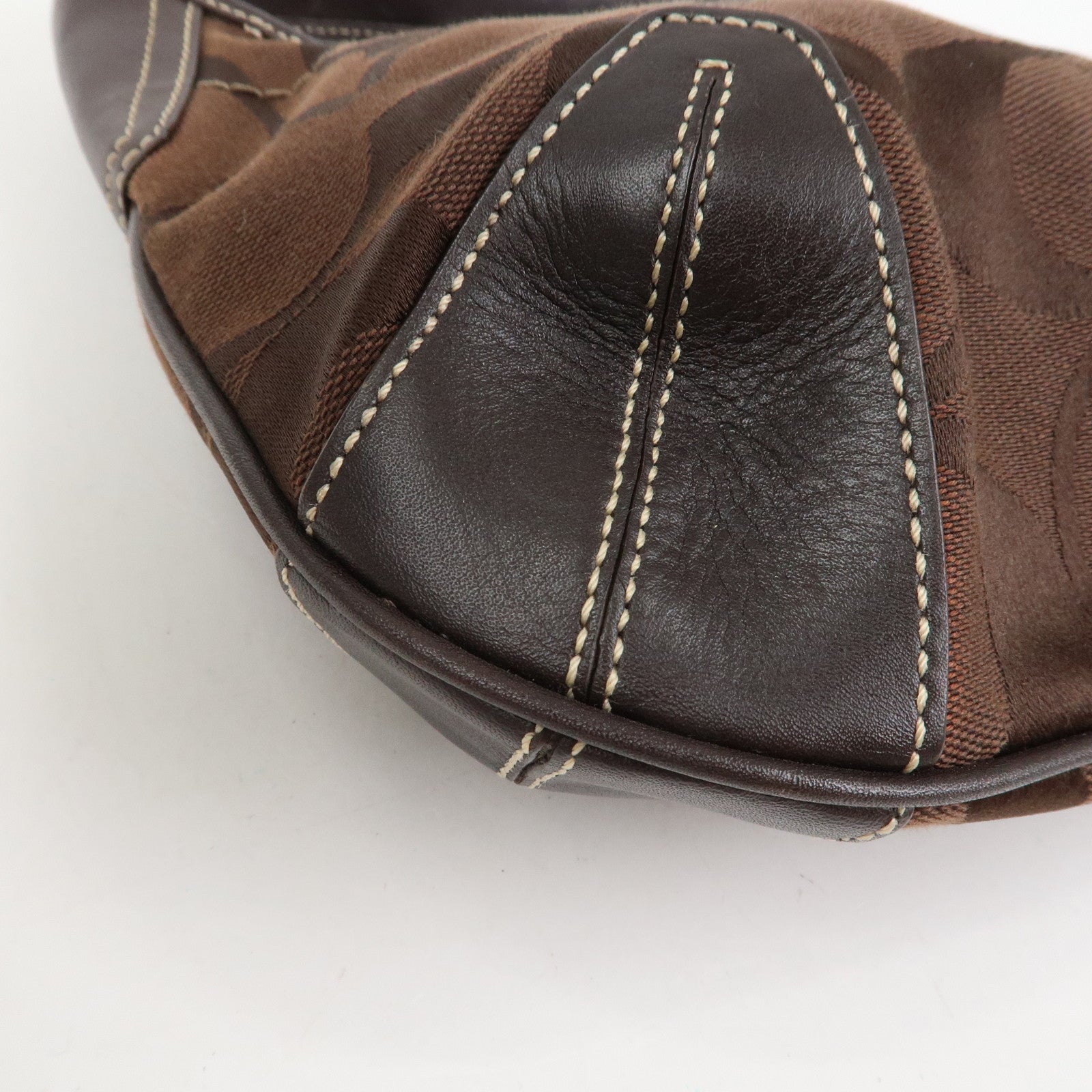 COACH Set Of 2 Canvas Leather Shoulder Bag Hand Bag Brown Beige