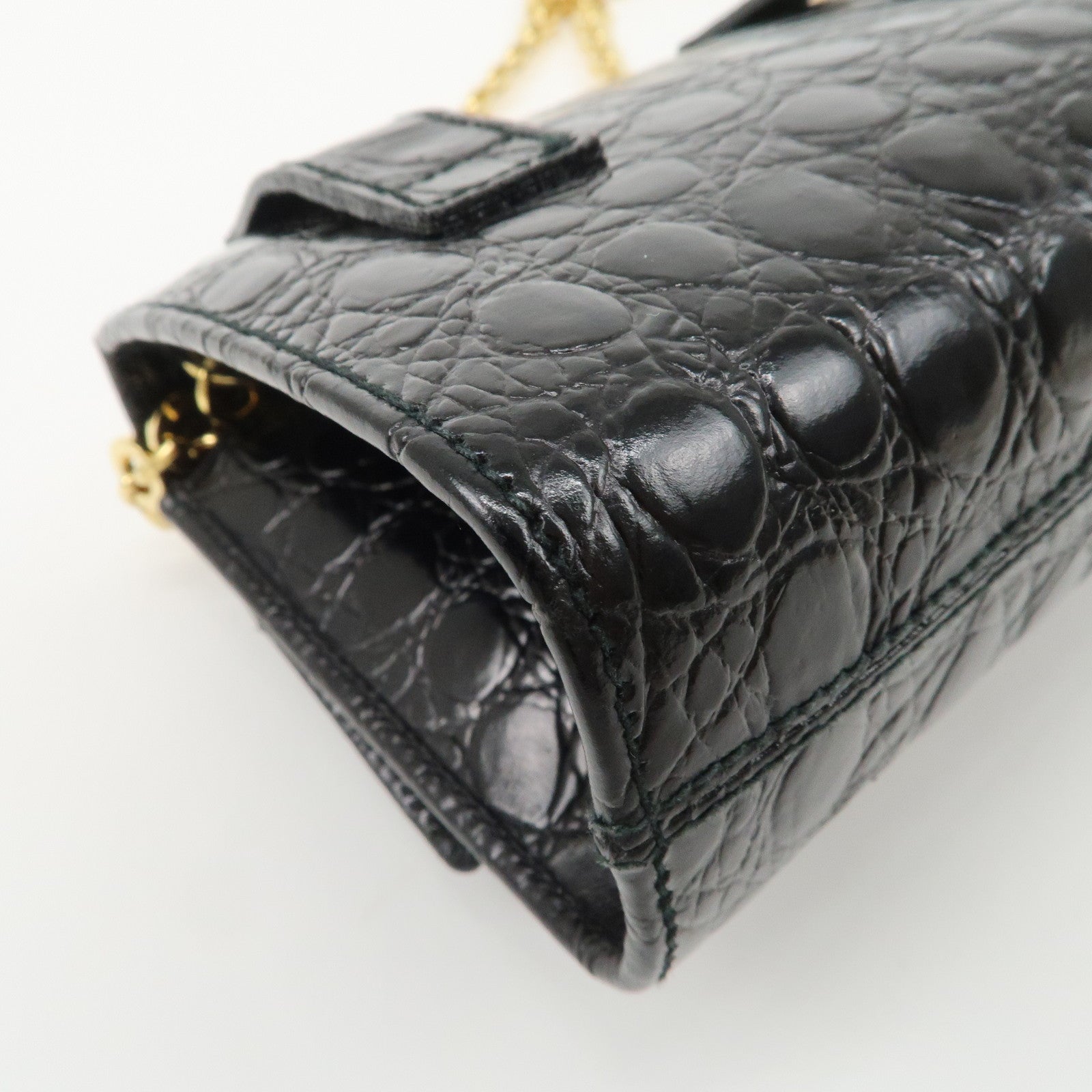 Ferragamo Vara Ribbon Leather Chain Shoulder Bag Black AQ213202