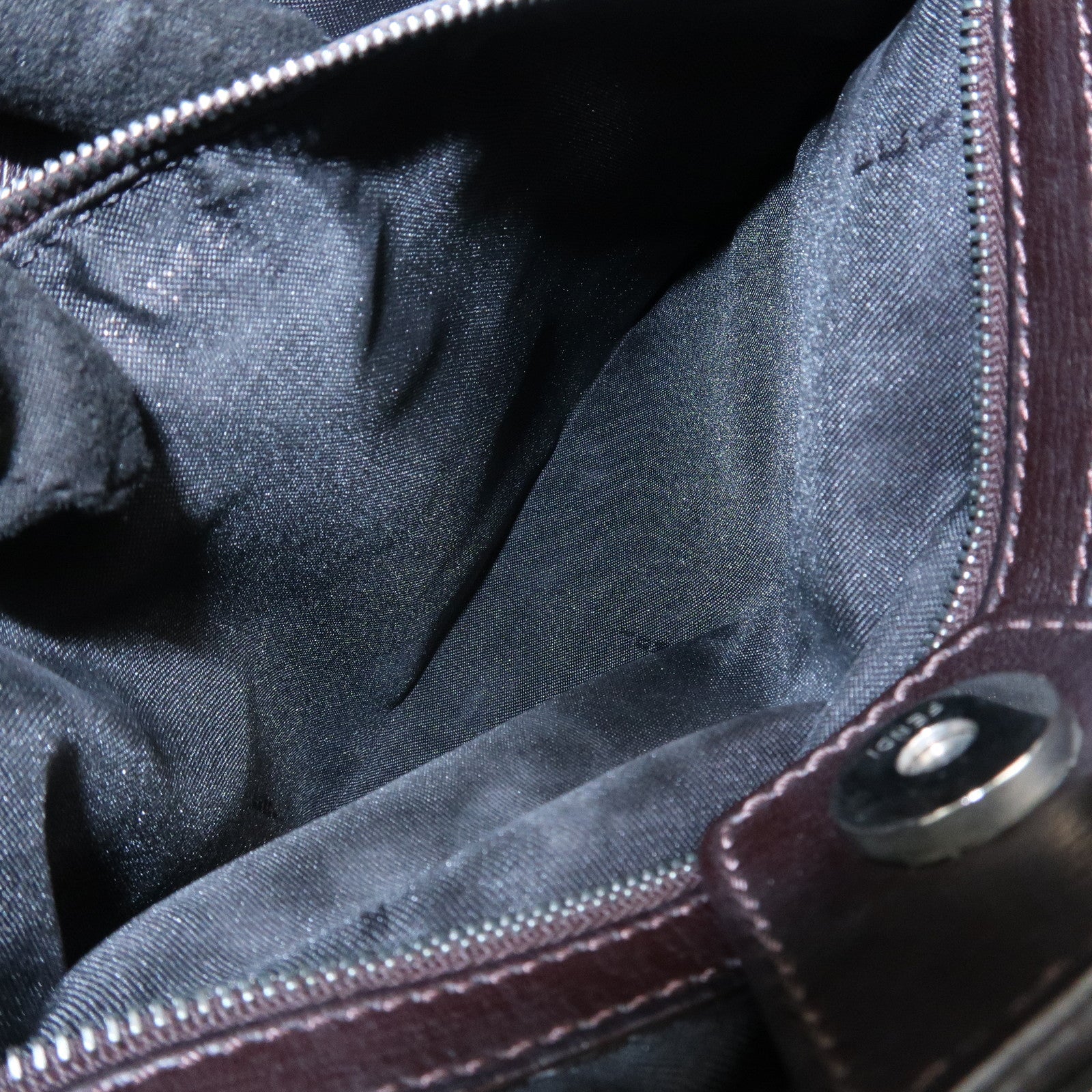 FENDI Canvas Leather Shoulder Bag Hand Bag Zebra Motif 8BR279