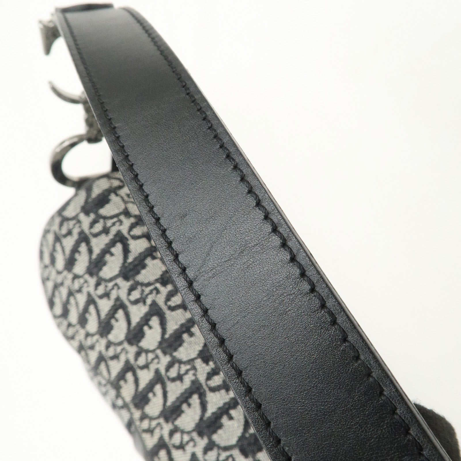 Christian Dior Trotter Canvas Leather Saddle Bag Hand Bag Black
