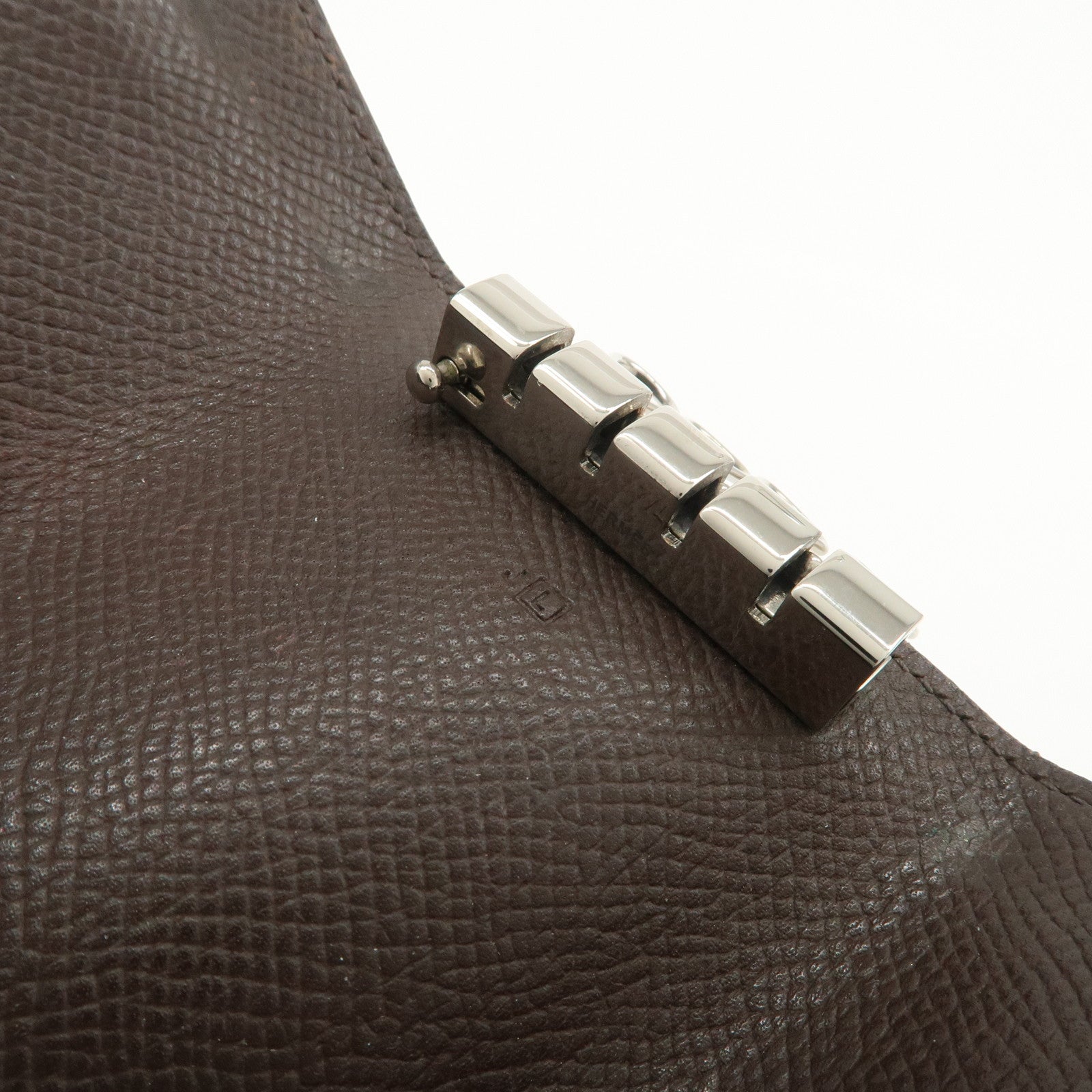 HERMES Etui Cles 4 Veau Epsom Leather L Stamped Key Case Dark Brown