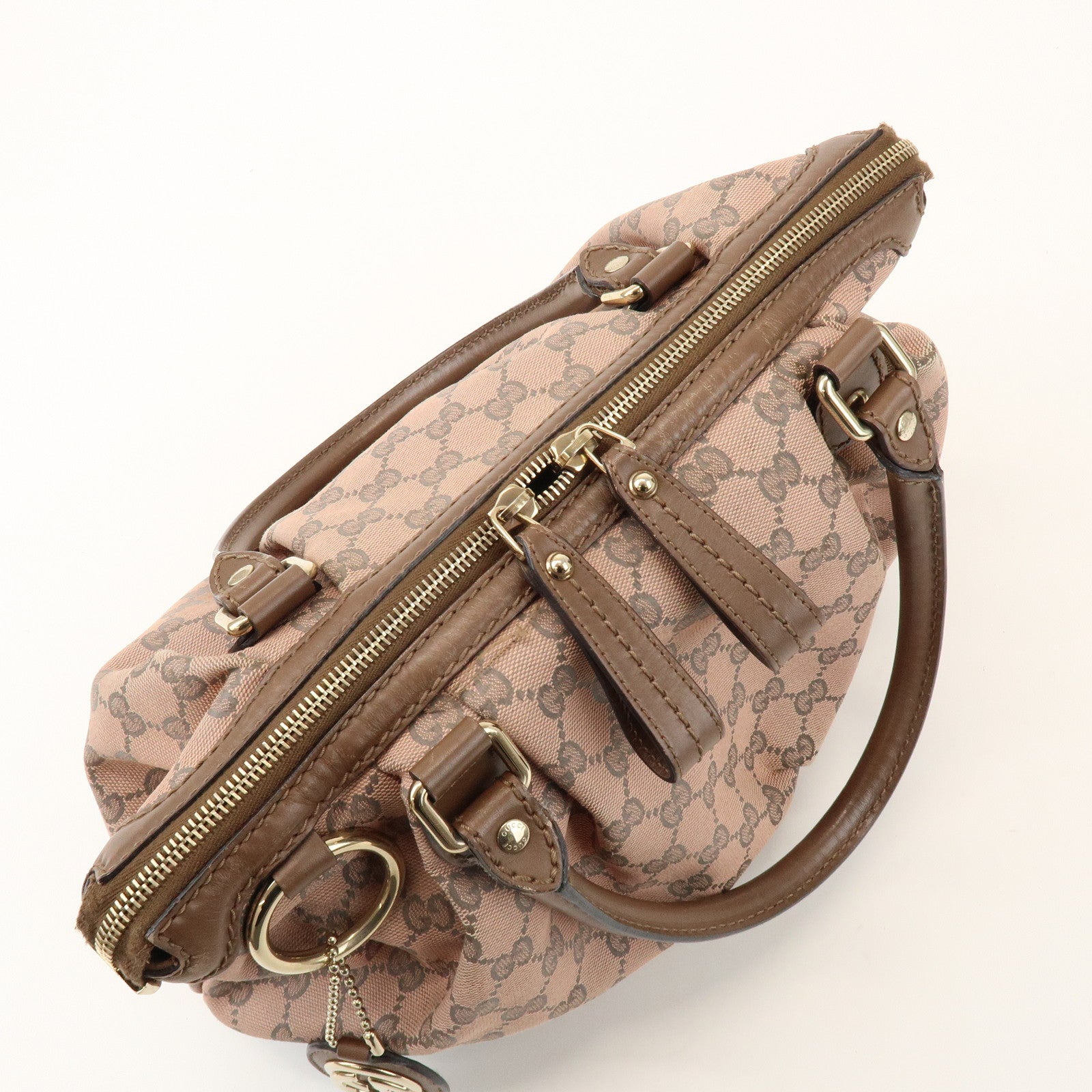 GUCCI Sukey Interlocking G GG Canvas Leather 2Way Bag Pink 247902