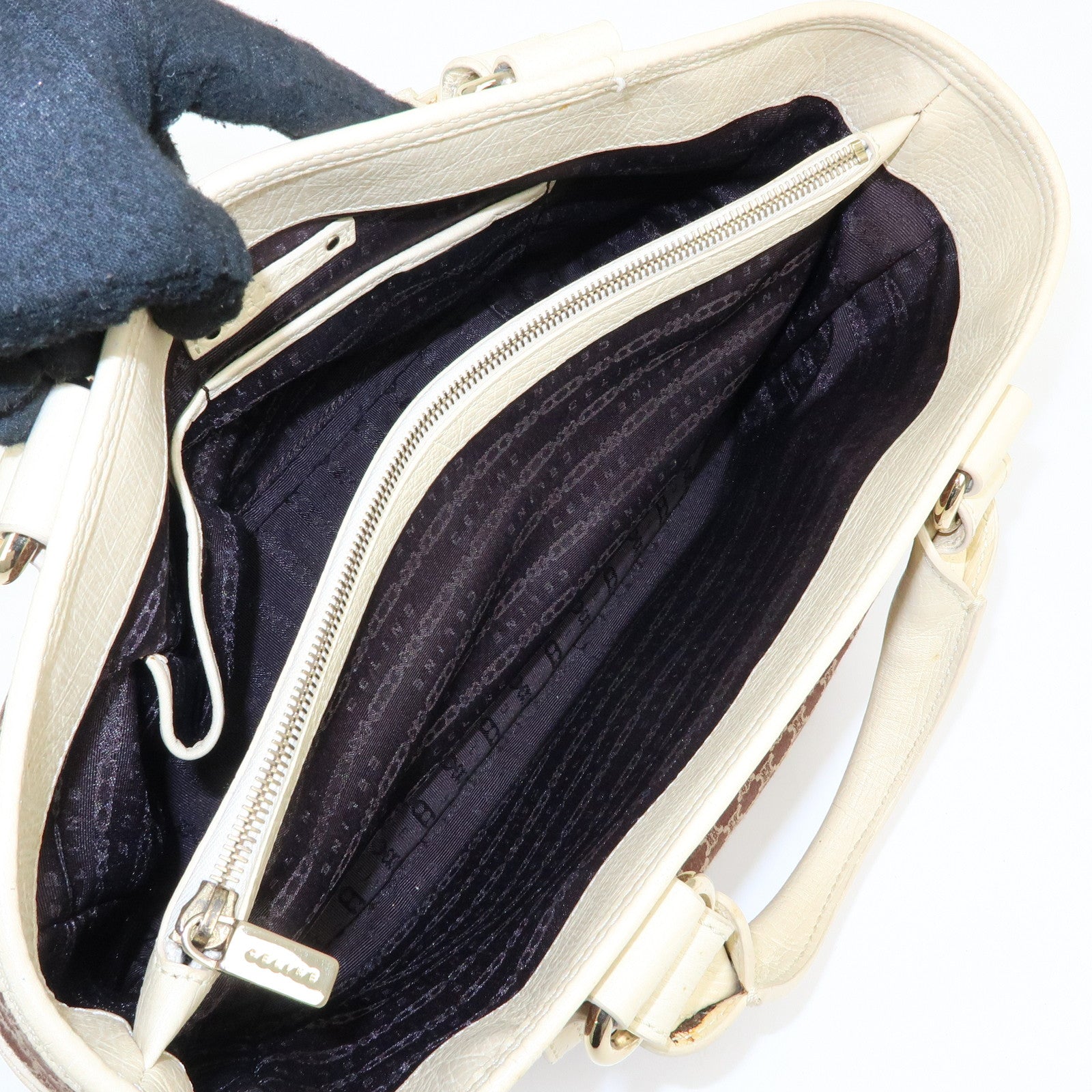 CELINE Macadam Boogie Bag Canvas Leather Hand Bag Tote Bag Brown