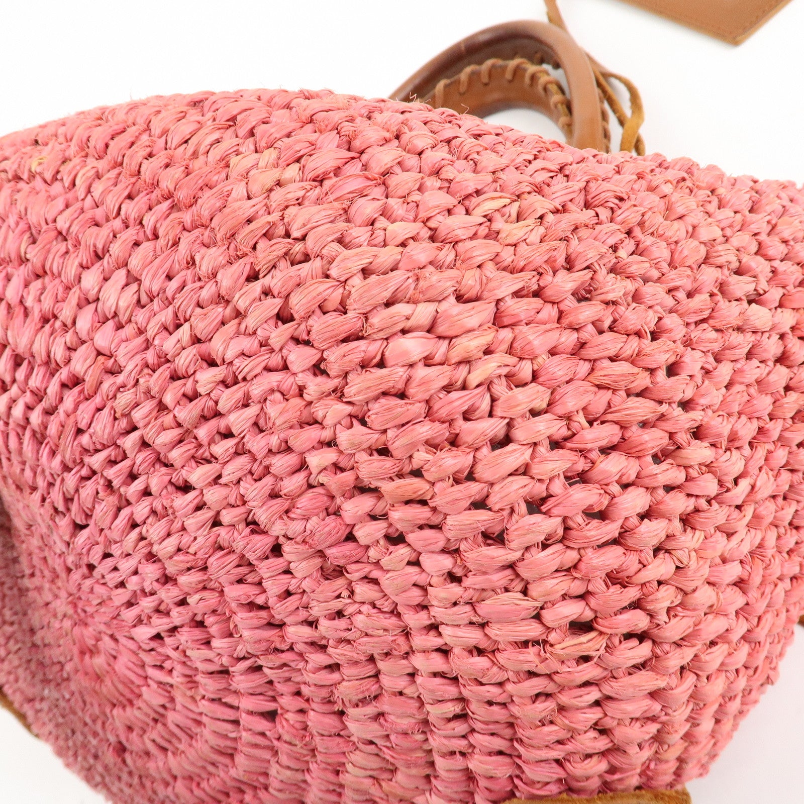 BALENCIAGA Straw Tote Bag Shoulder Bag Brown Pink 236741 Used
