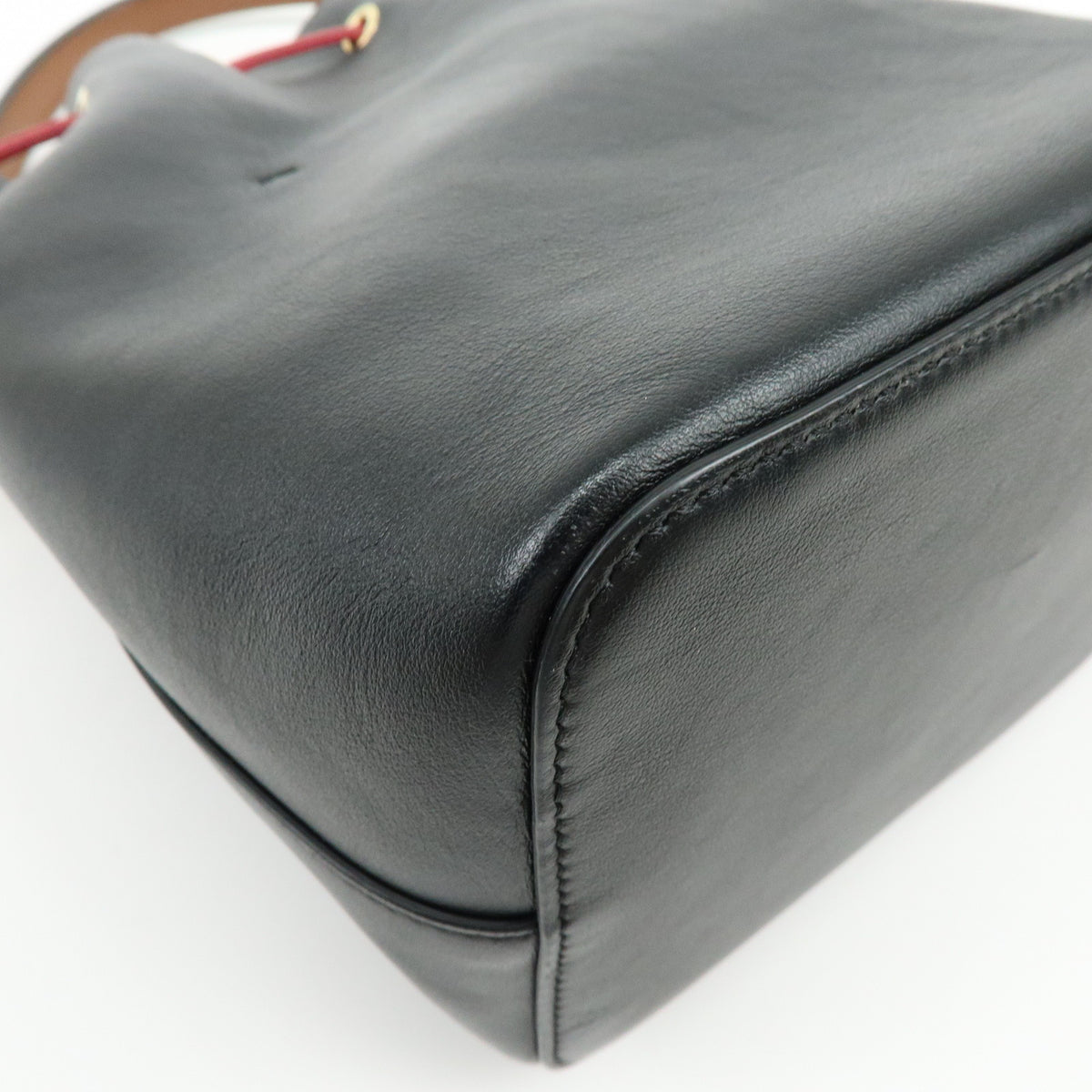 FENDI Mon Tresor Leather 2Way Bag Hand Bag Shoulder Bag Black Red