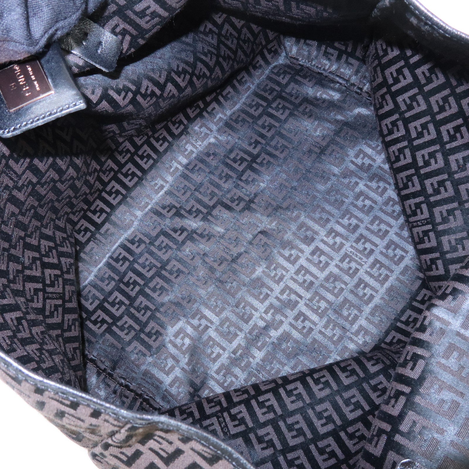 FENDI Zucchino Canvas Leather Tote Bag Shoulder Bag Brown