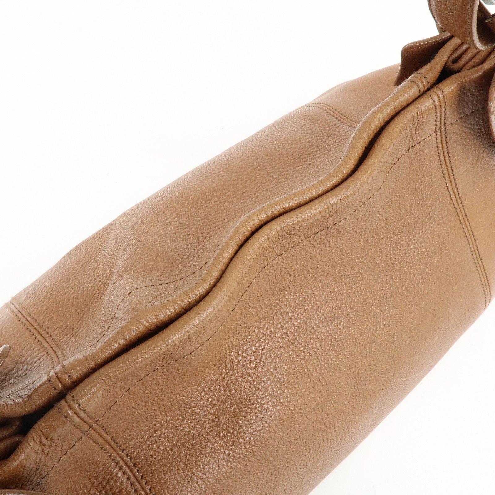 Ferragamo Gancini Leather Shoulder Bag Hand Bag Charm Brown