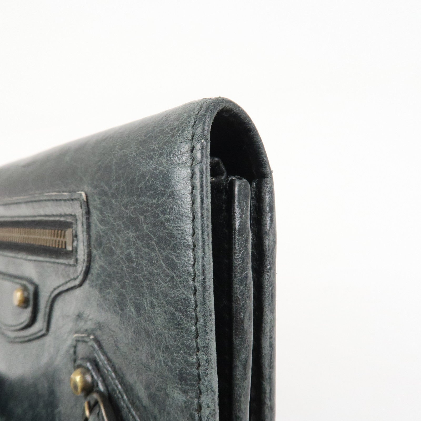 BALENCIAGA Logo Leather Bi-Fold Long Wallet Black