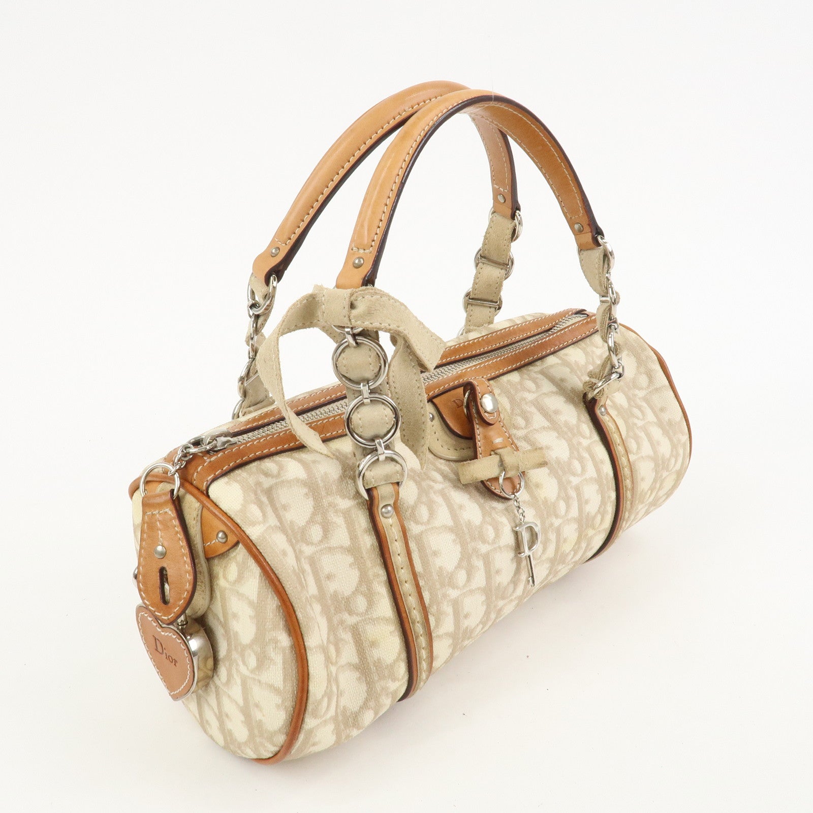 Christian Dior Romantic Trotter PVC Leather Hand Bag Beige