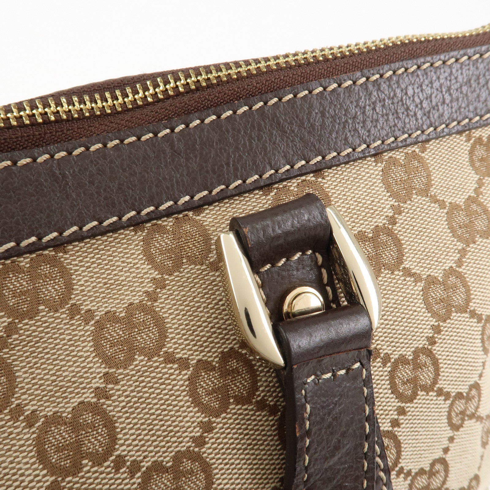 GUCCI Abbey GG Canvas Leather Tote Bag Hand Bag Beige Brown 141470 Used