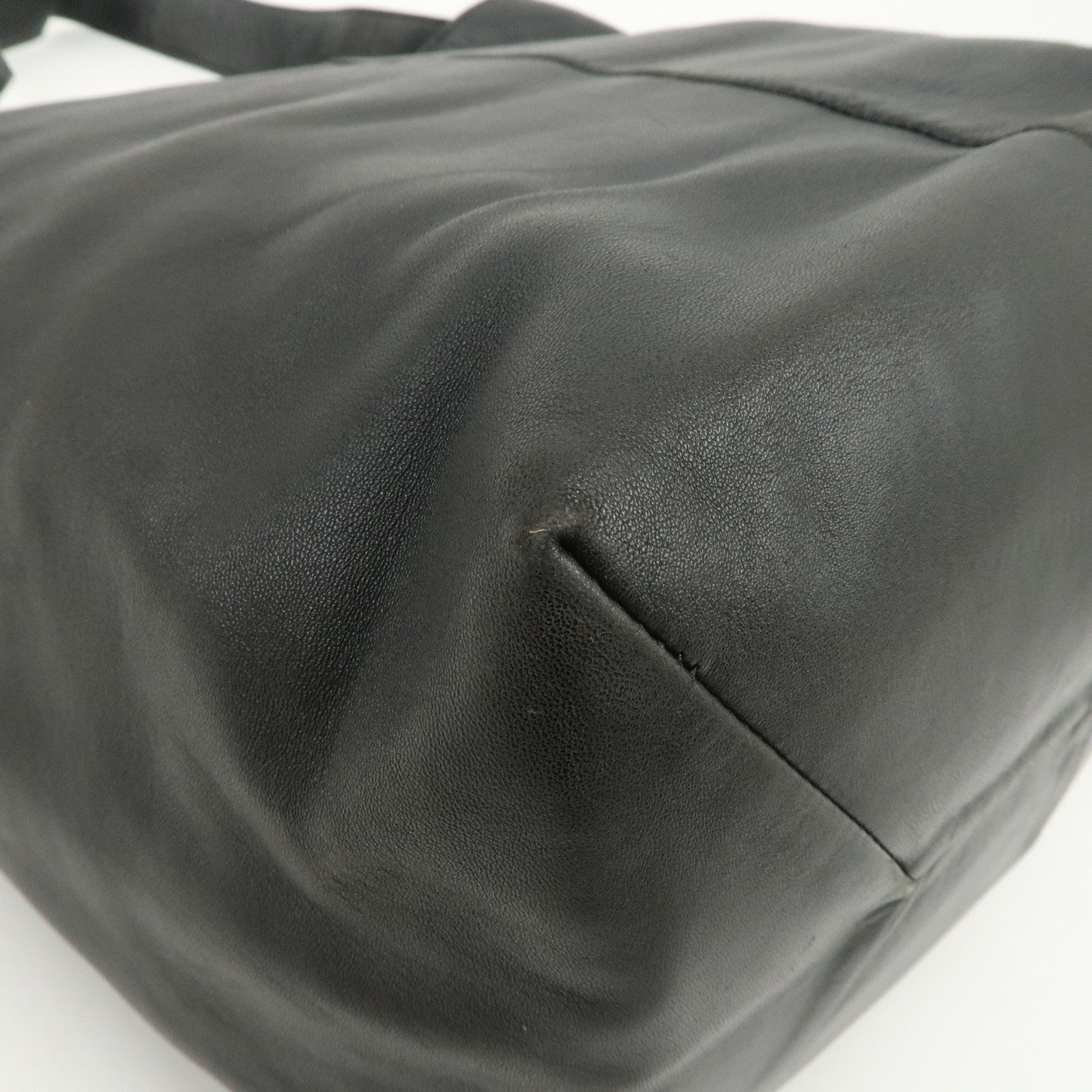 LOEWE Logo Leather Shoulder Bag Hand Bag Black
