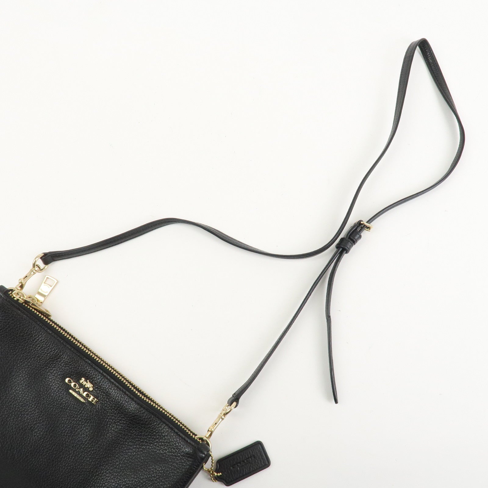 COACH Logo Leather Shoulder Bag Crossbody Bag Black