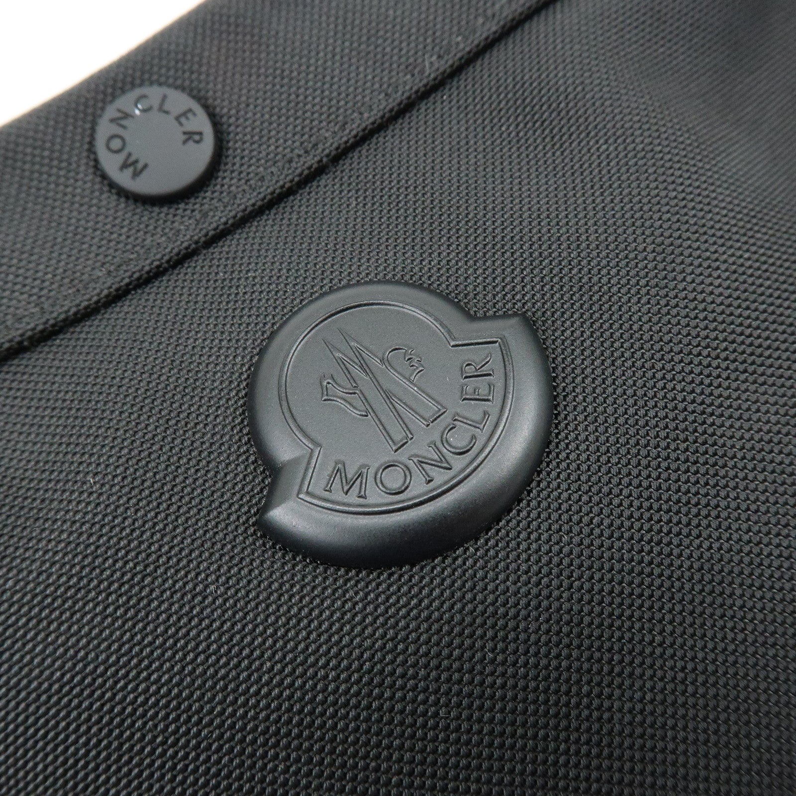 MONCLER Nylon Suede Leather Shoulder Bag Tech Phone Bag Black
