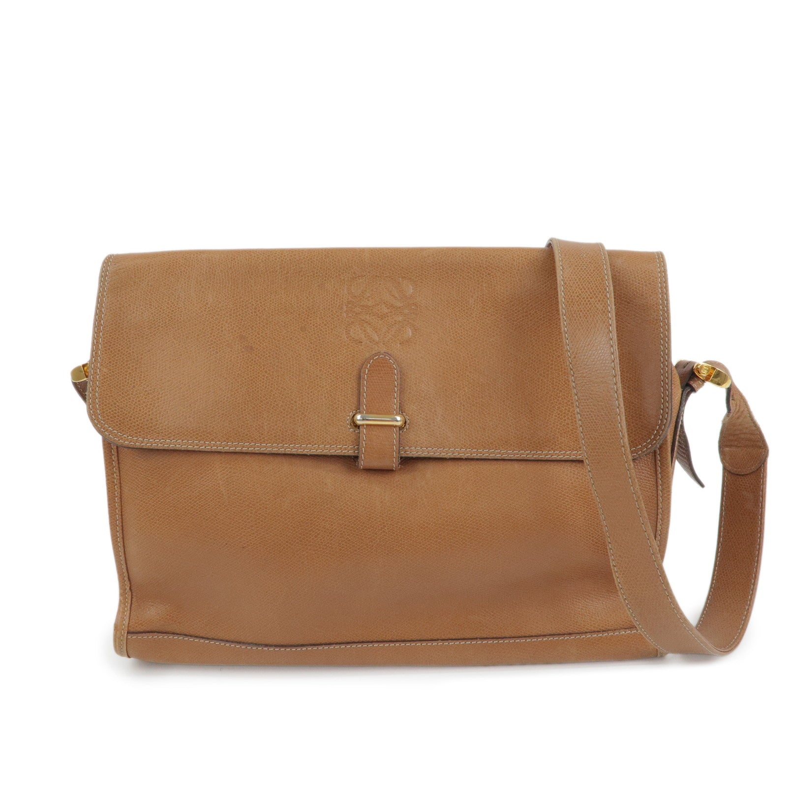LOEWE Anagram Leather Shoulder Bag Crossbody Bag Brown