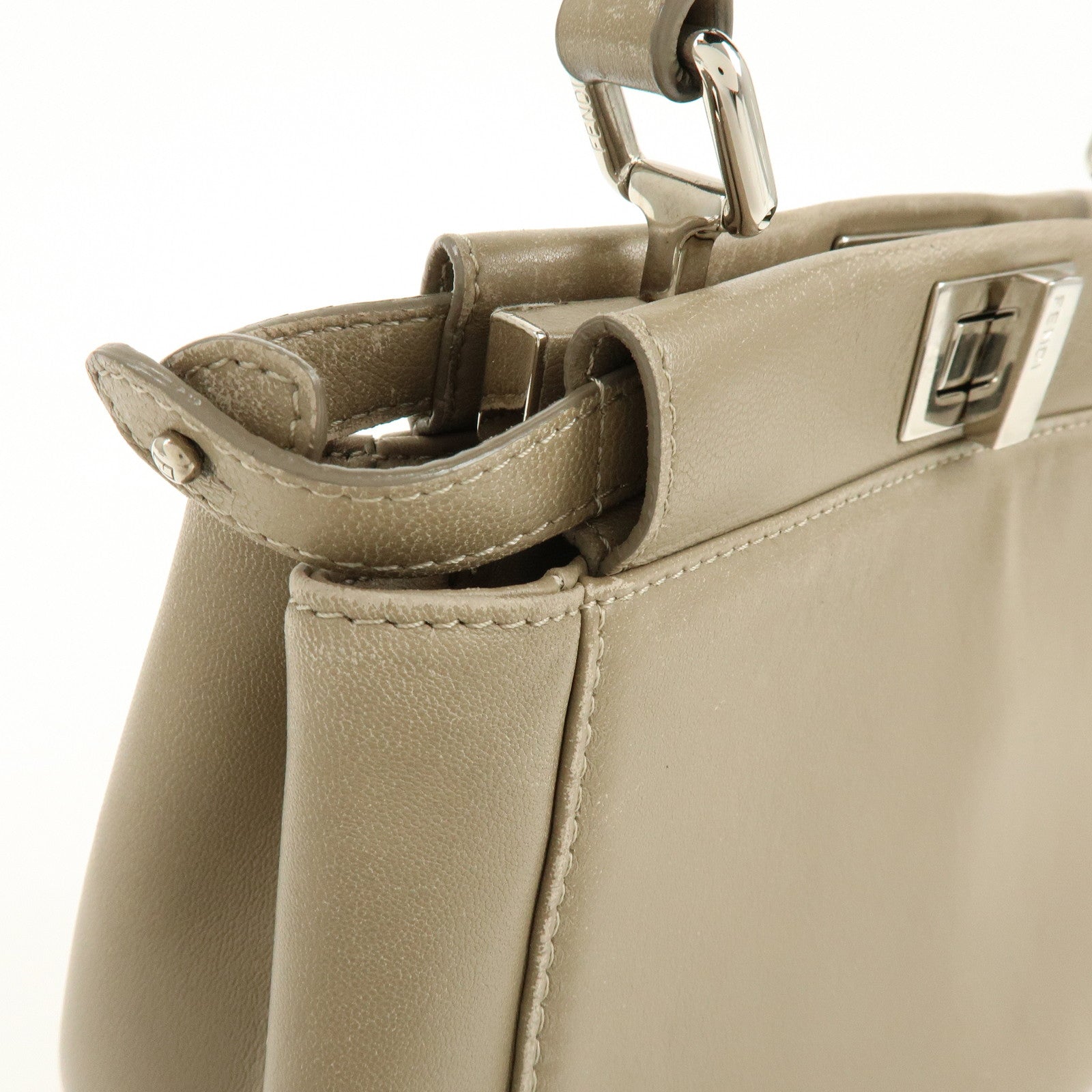 FENDI Mini Peekaboo 2Way Shoulder Bag Hand Bag Brown 8BN244