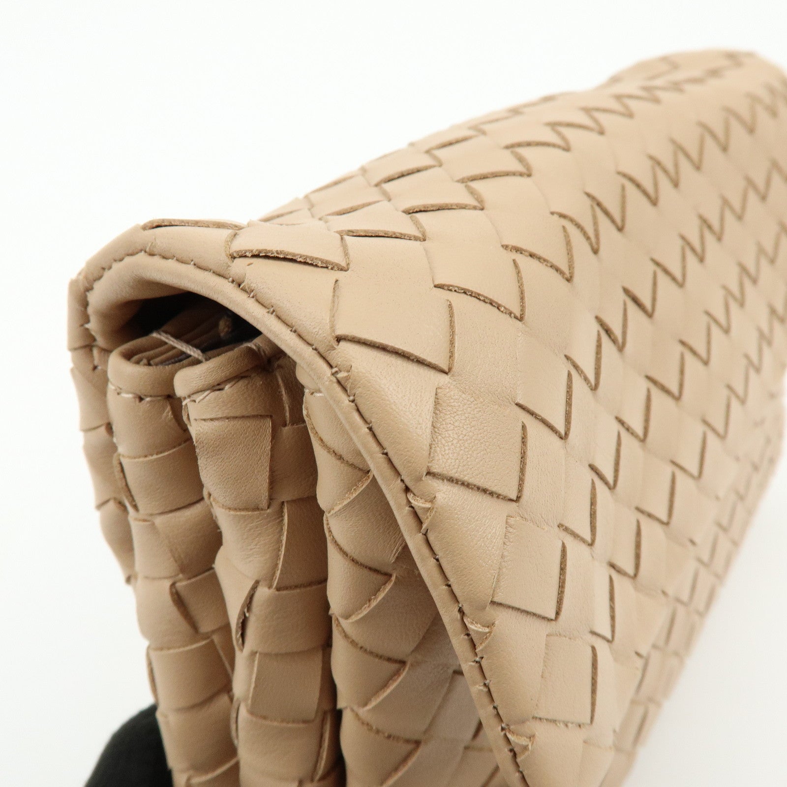 BOTTEGA VENETA Intrecciato Nappa Leather Clutch Bag Beige