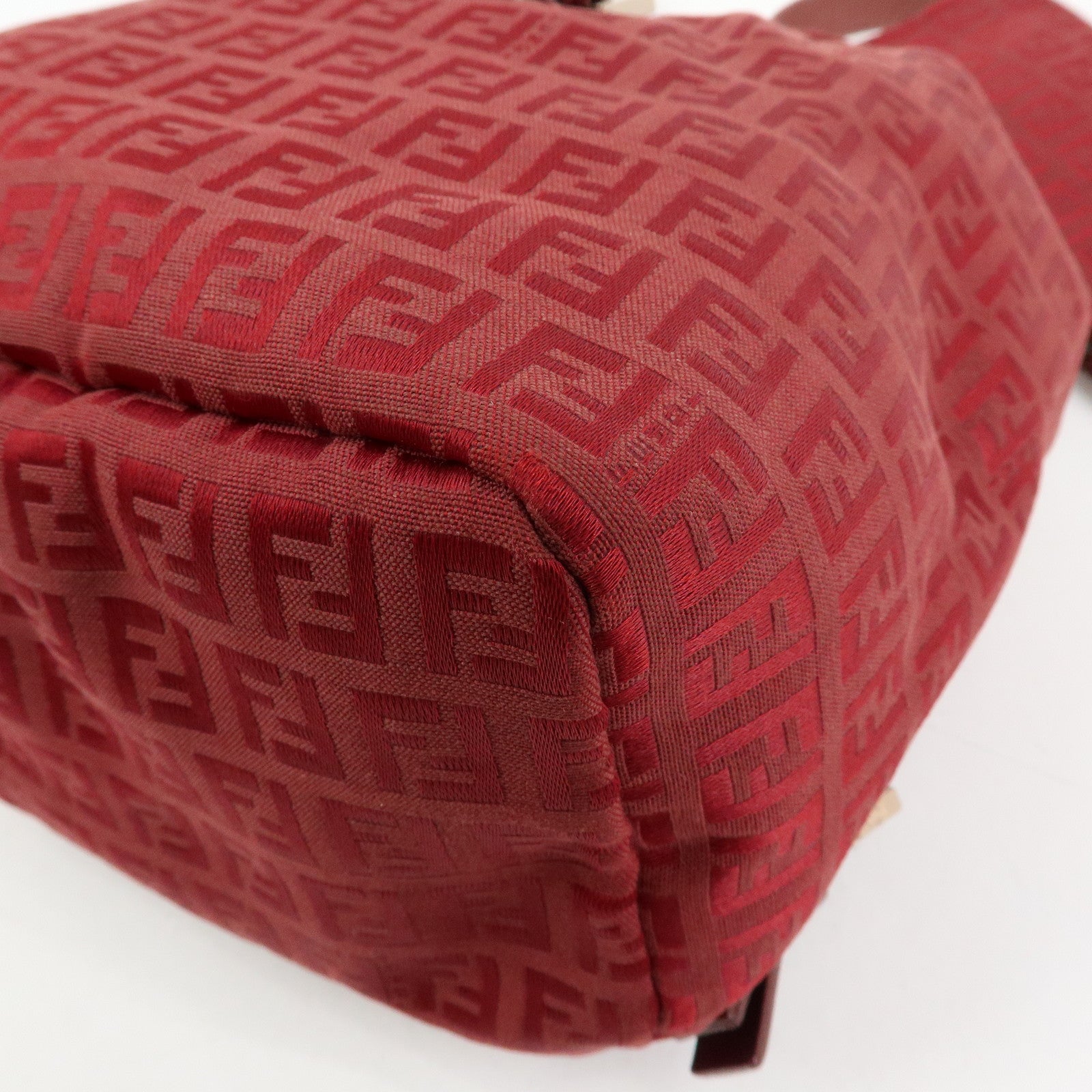 FENDI Zucchino Canvas Leather Backpack Rucksuck Red 8BZ001