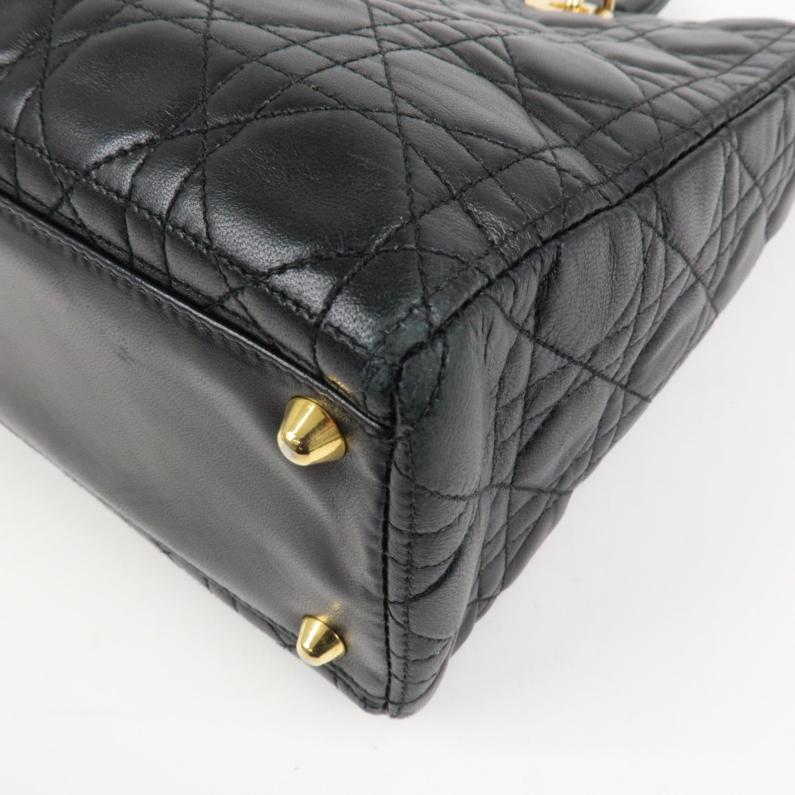 Christian Dior Cannage Lady Dior Leather Large 2Way Bag Black