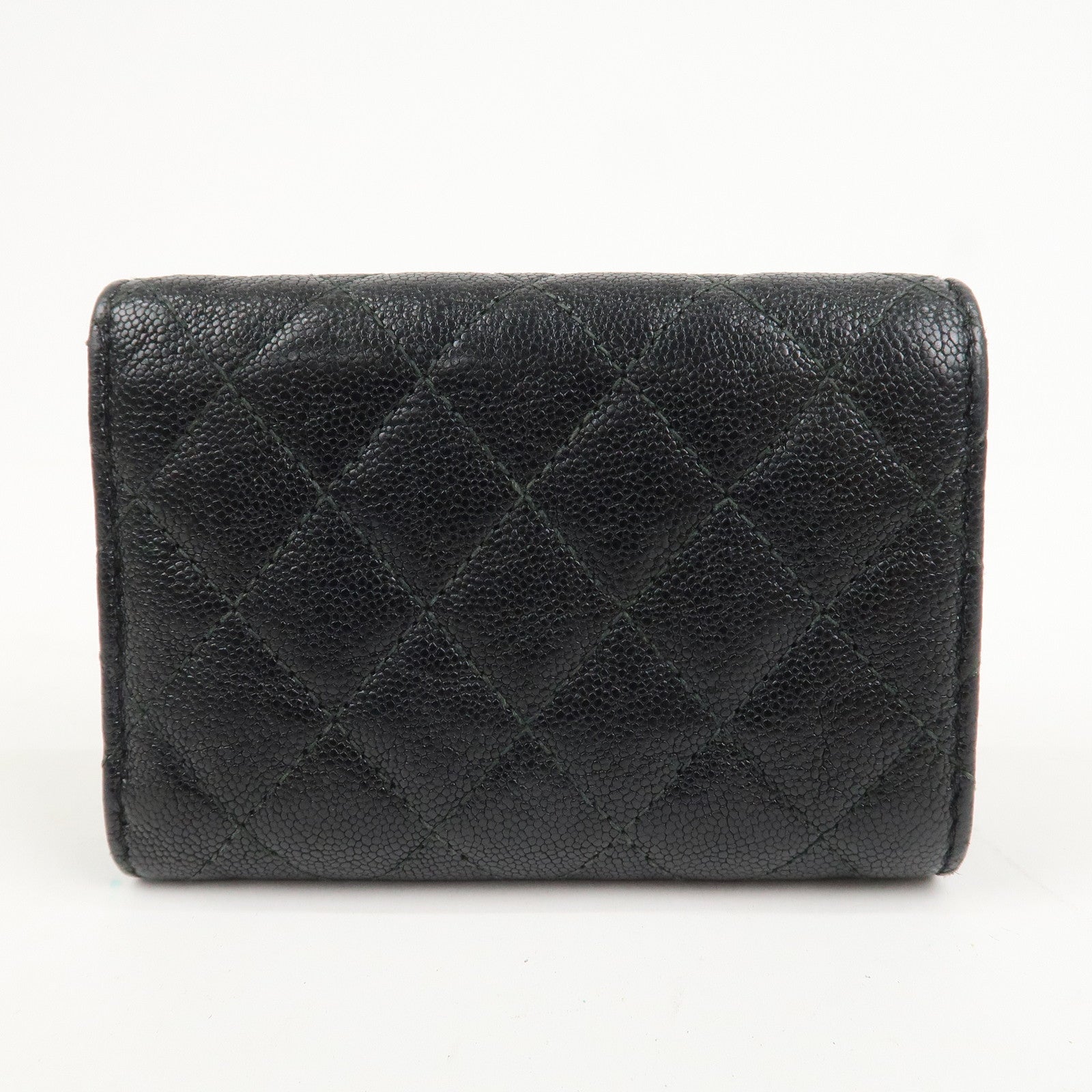 CHANEL Boy CHANEL Caviarskin Small Compact Wallet Black A84432