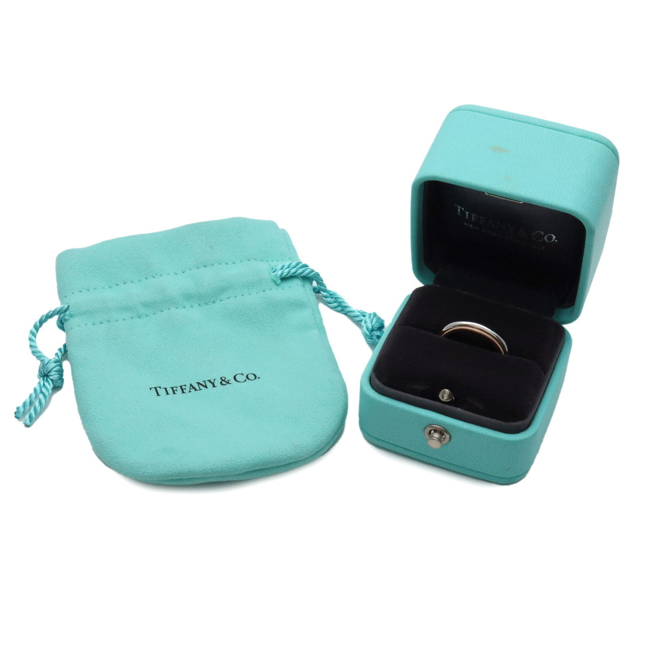 Tiffany & Co Milgrain Band Ring PT950 750YG Platinum US4.5-5