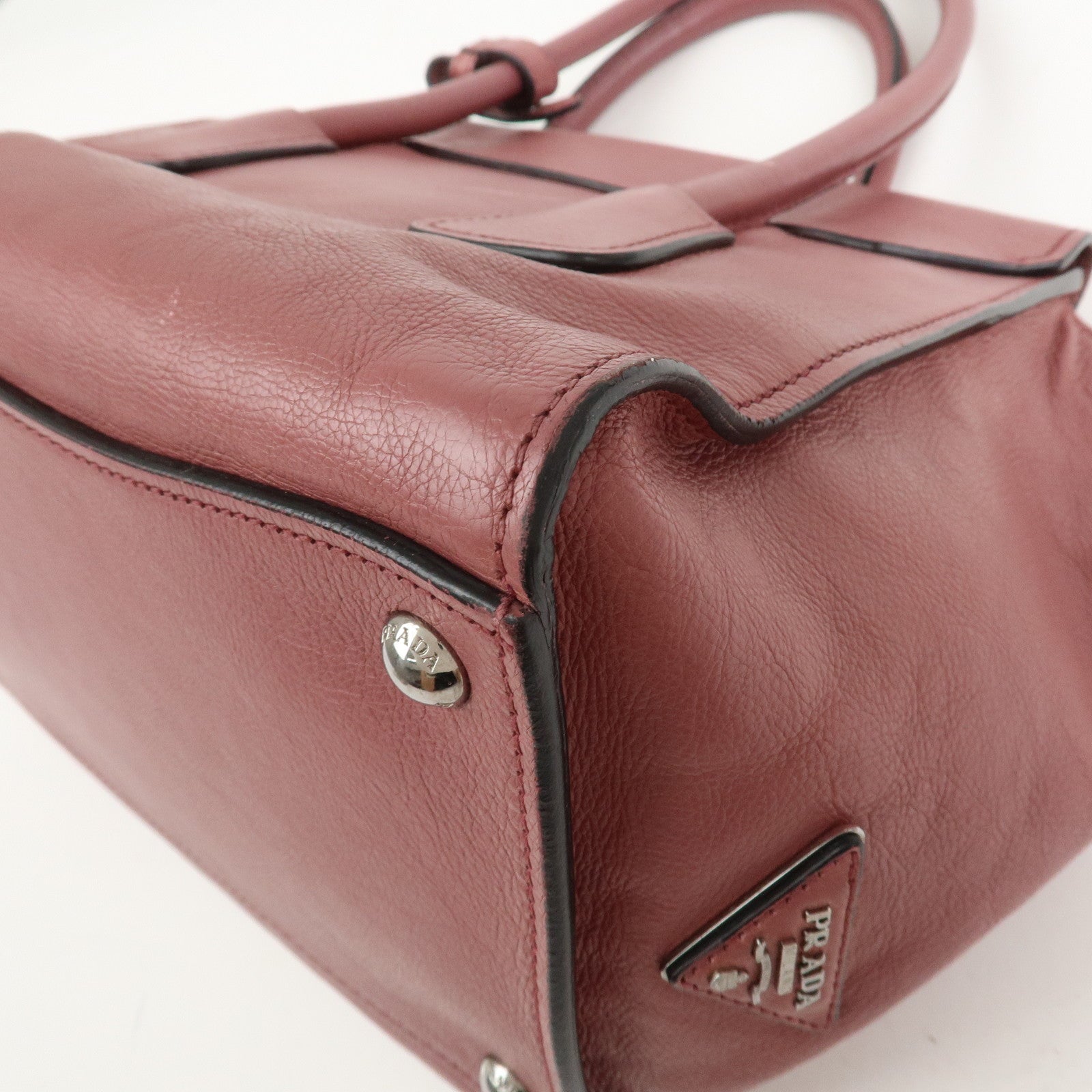PRADA Logo Leather 2Way Bag Hand Bag Shoulder Bag Pink BN2665