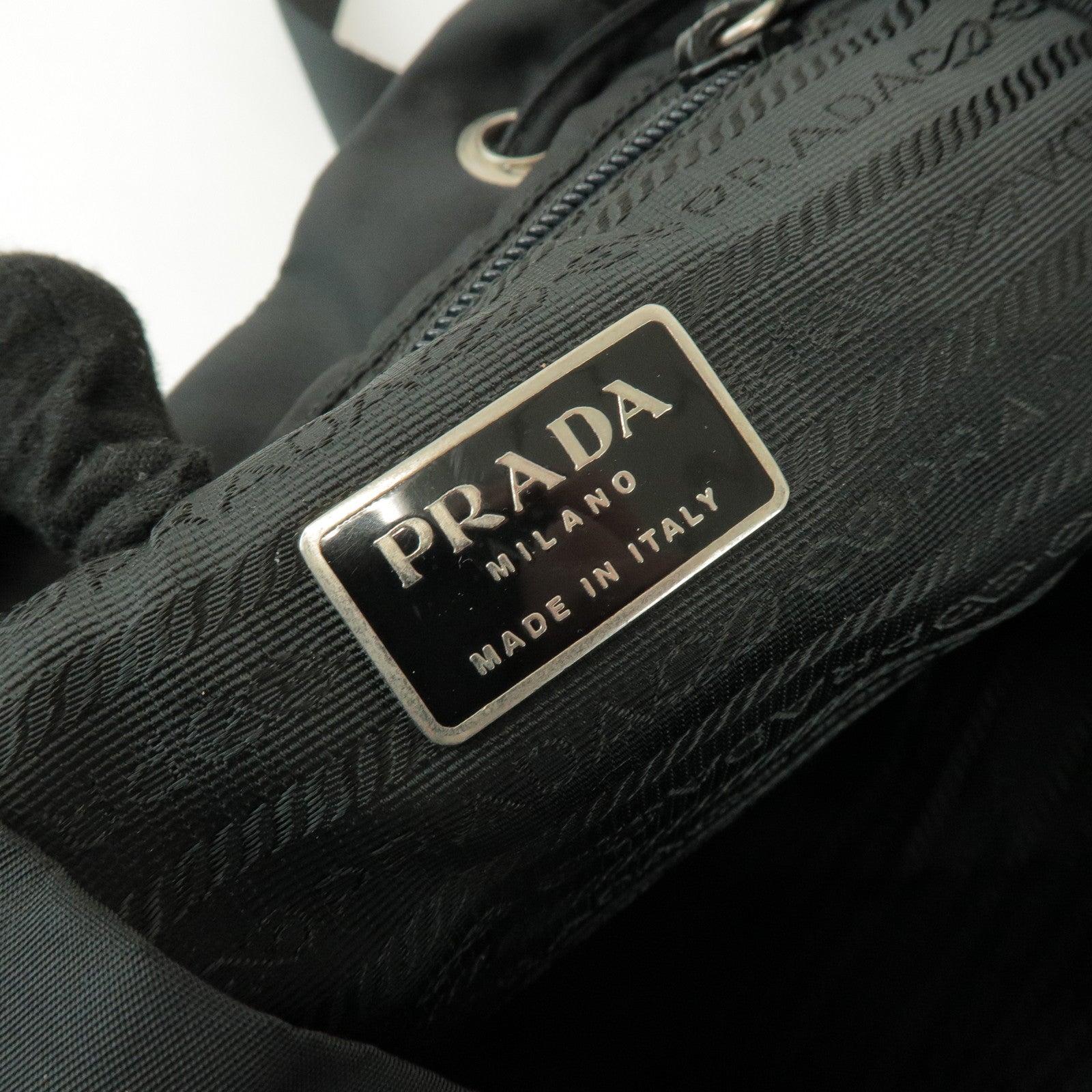 PRADA Triangle Logo Nylon Leather Backpack Rucksack Black B4650F