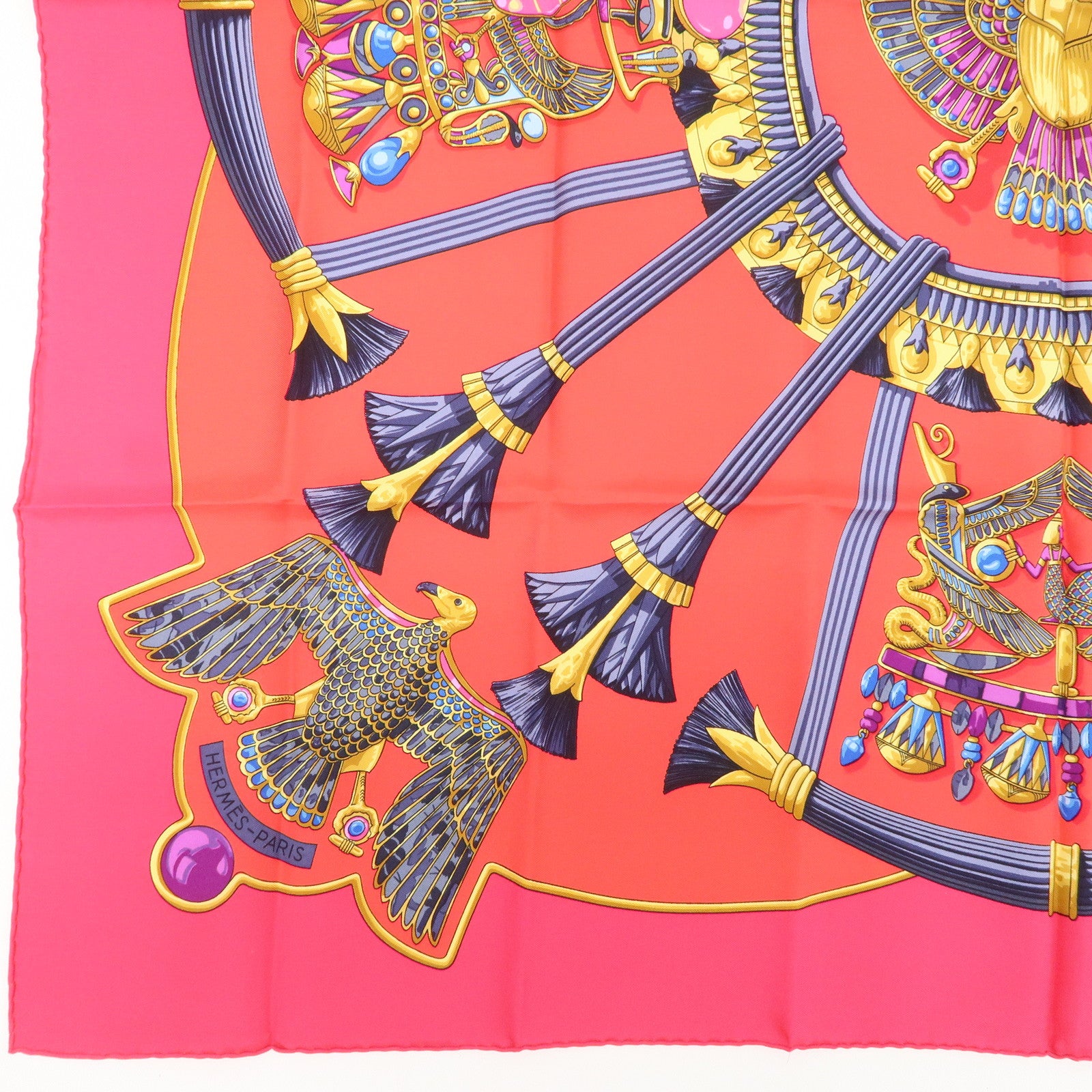 HERMES Carre 90 Silk 100% Caty Scarf Pink Multi Color
