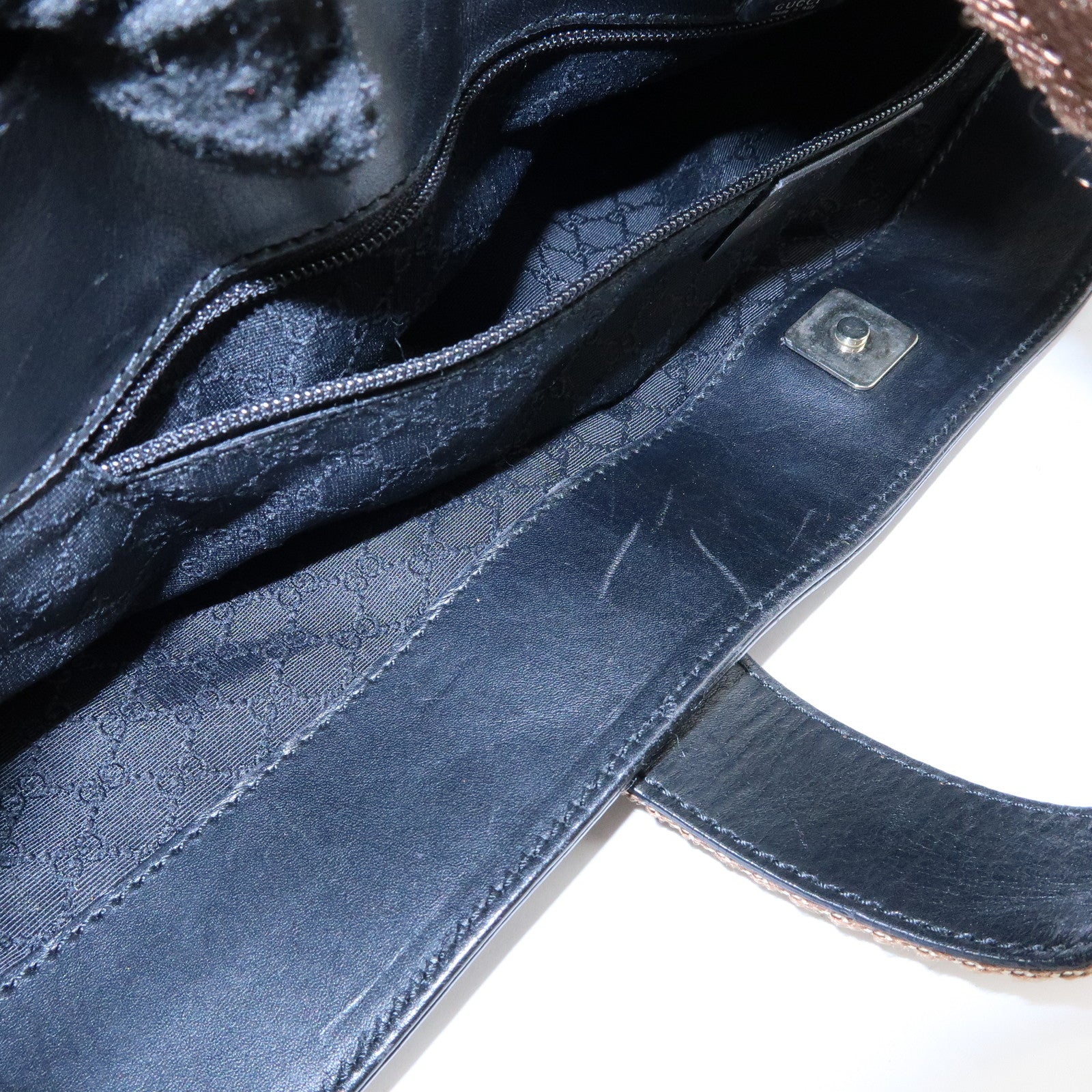 GUCCI Sherry Leather Tote Bag Hand Bag Black 002・1134