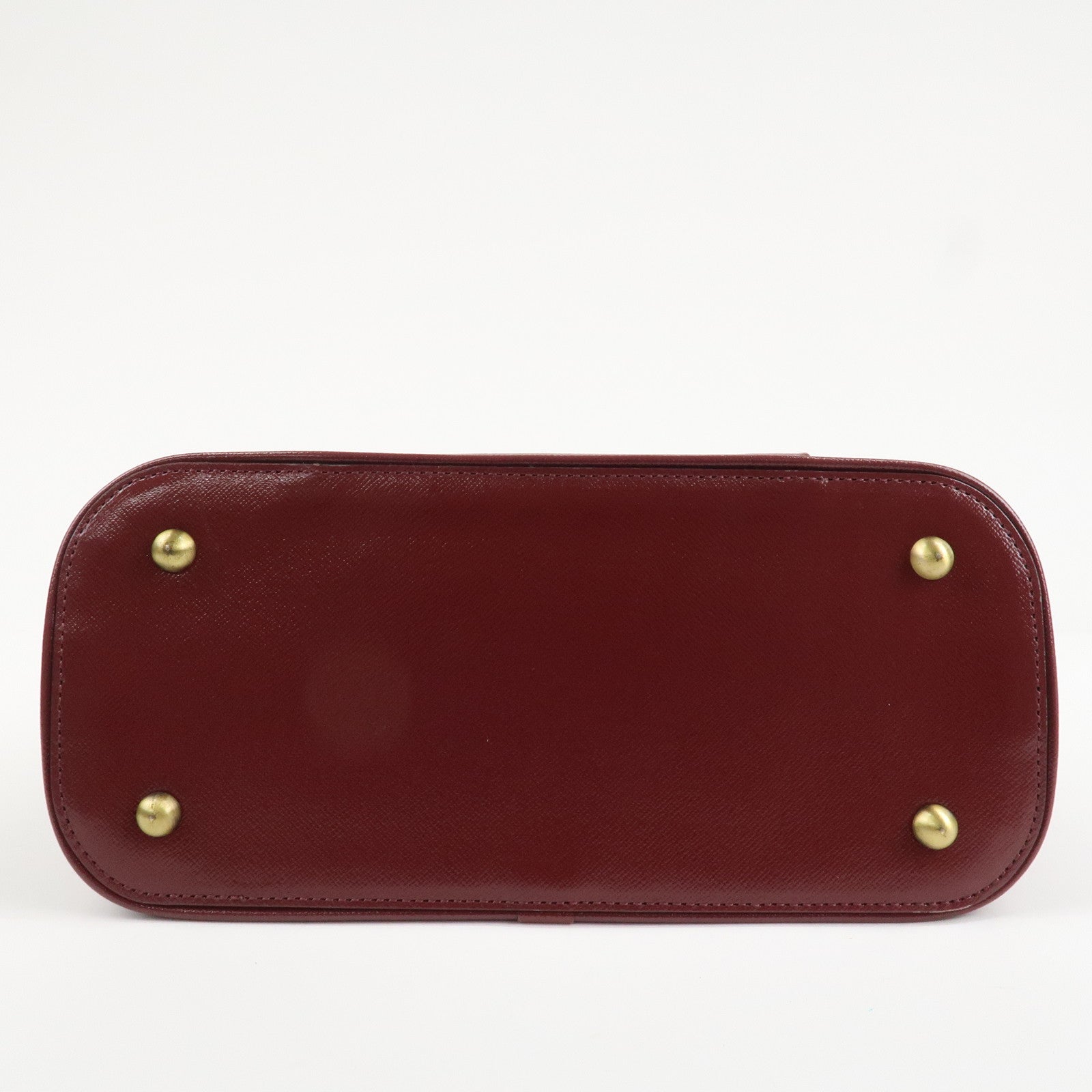 BURBERRY Logo Leather Shoulder Bag Hand Bag Bordeaux Gold Hardware Used