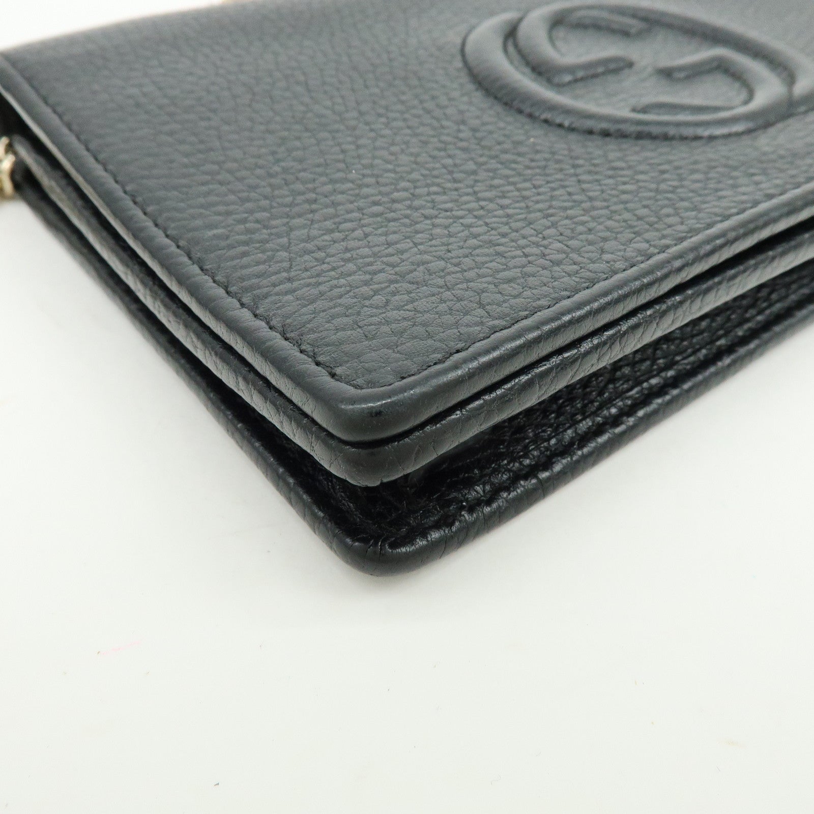 GUCCI SOHO Interlocking G Chain Shoulder Wallet Bag Black 598211