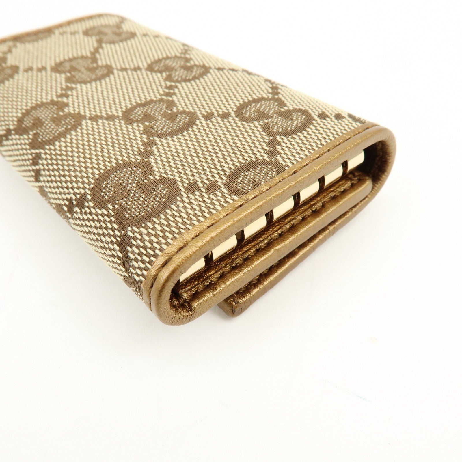 GUCCI GG Canvas Leather 6 Ring Key Case Beige Brown 127048