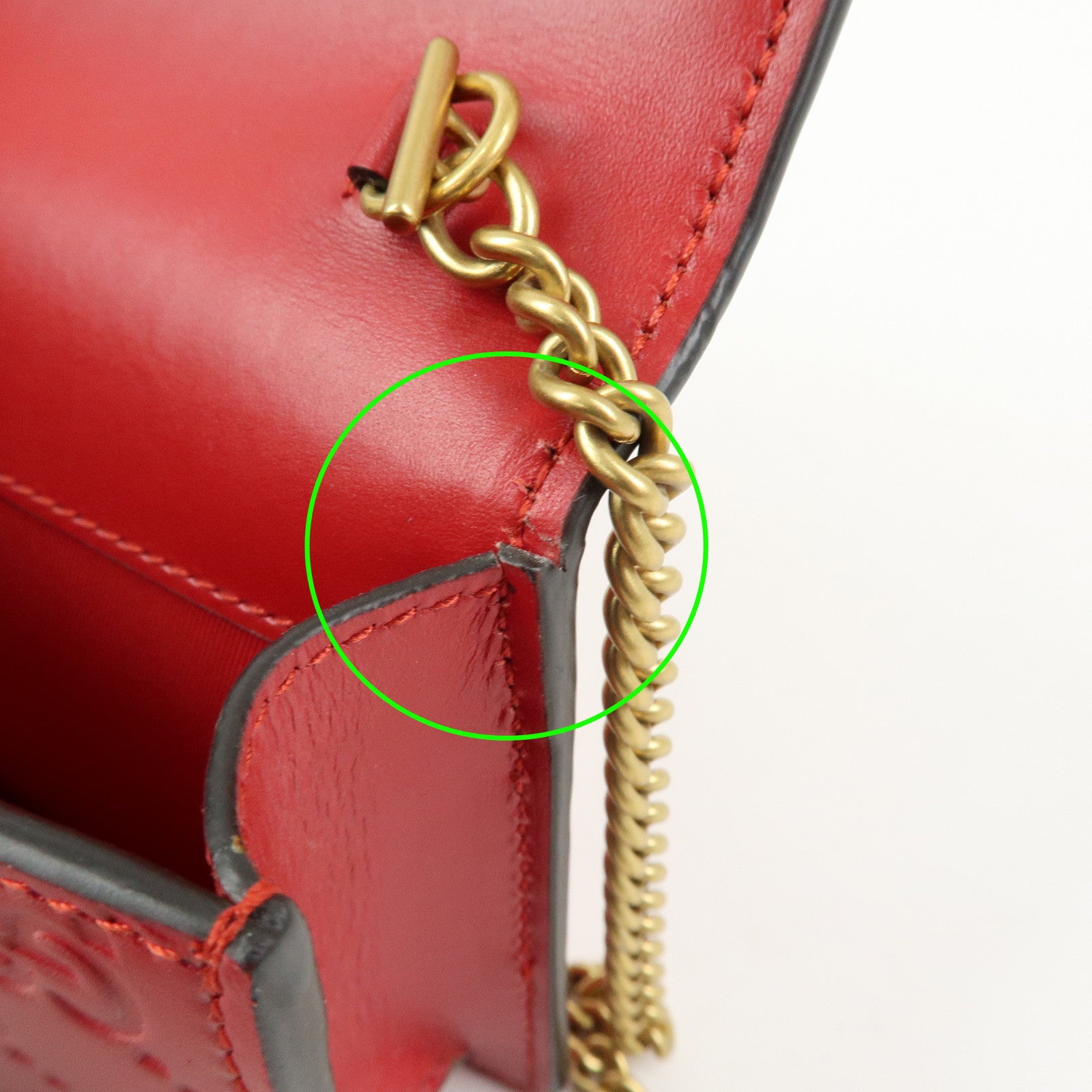 GUCCI Interlocking G Guccissima Chain Shoulder Bag Cherry 481291