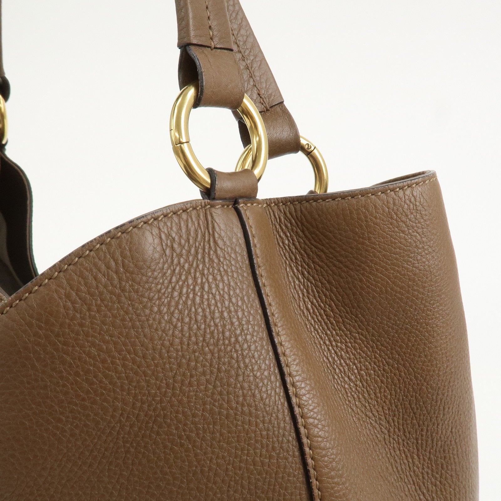 GUCCI Interlocking G Leather Tote Bag Shoulder Bag Brown 309531