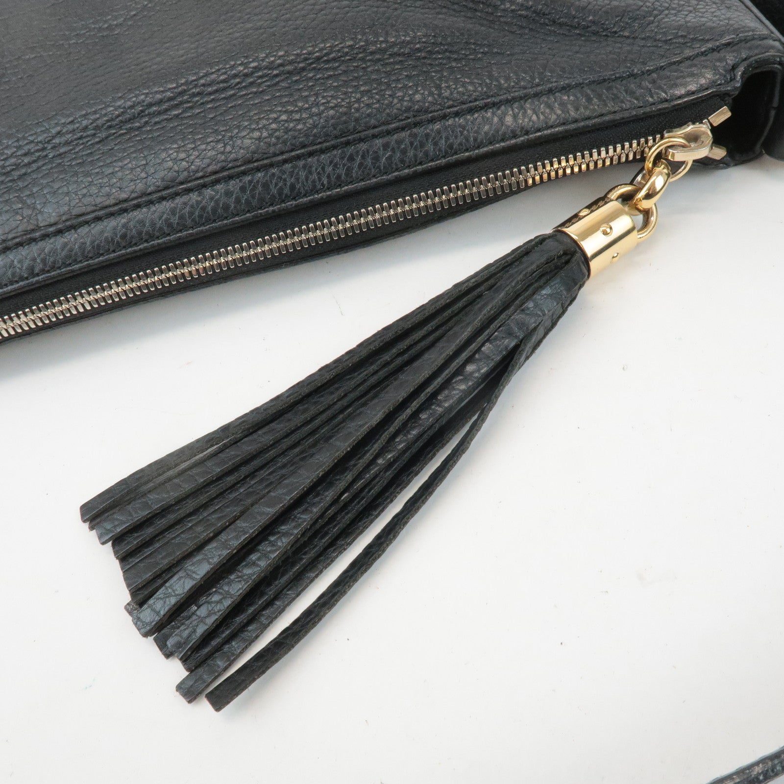 GUCCI SOHO Interlocking G Leather Shoulder Bag Black 308361 Used