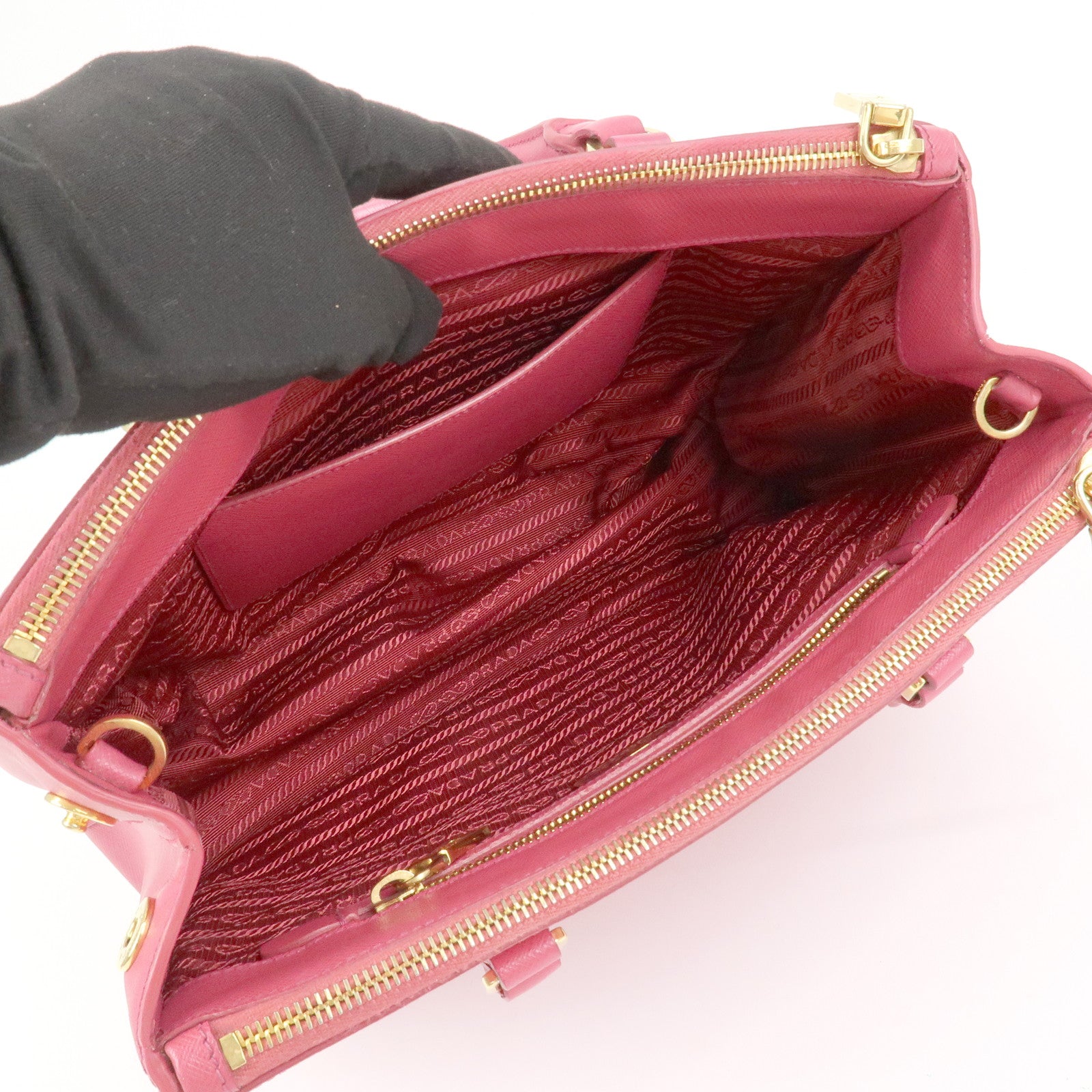 PRADA Saffiano Leather Galleria 2Way Hand Shoulder Bag Pink 1BA863