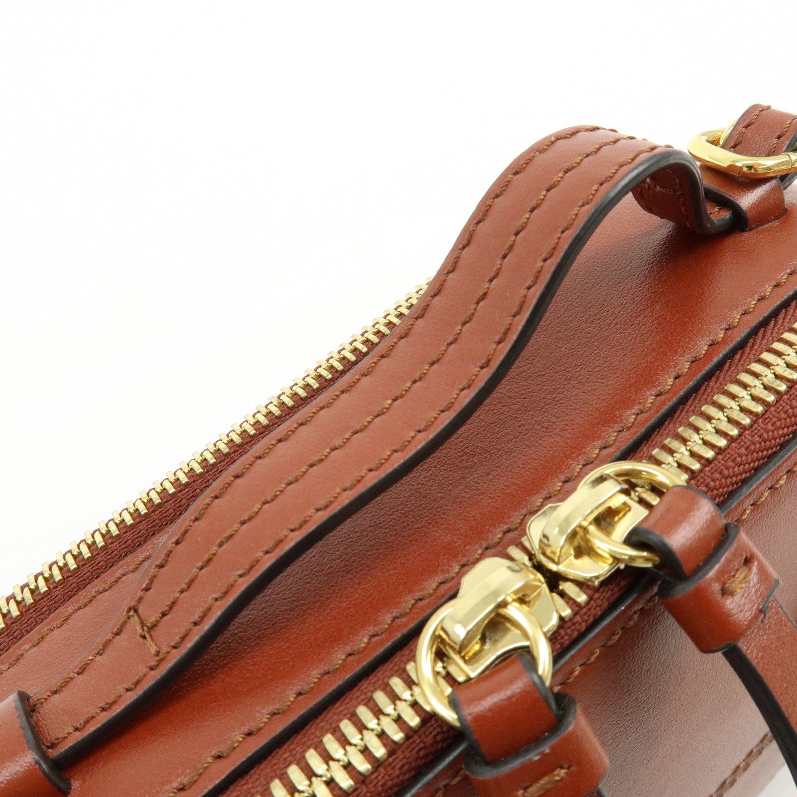 Chloe Leather 2Way Chain Shoulder Bag Mini Vanity Bag Brown