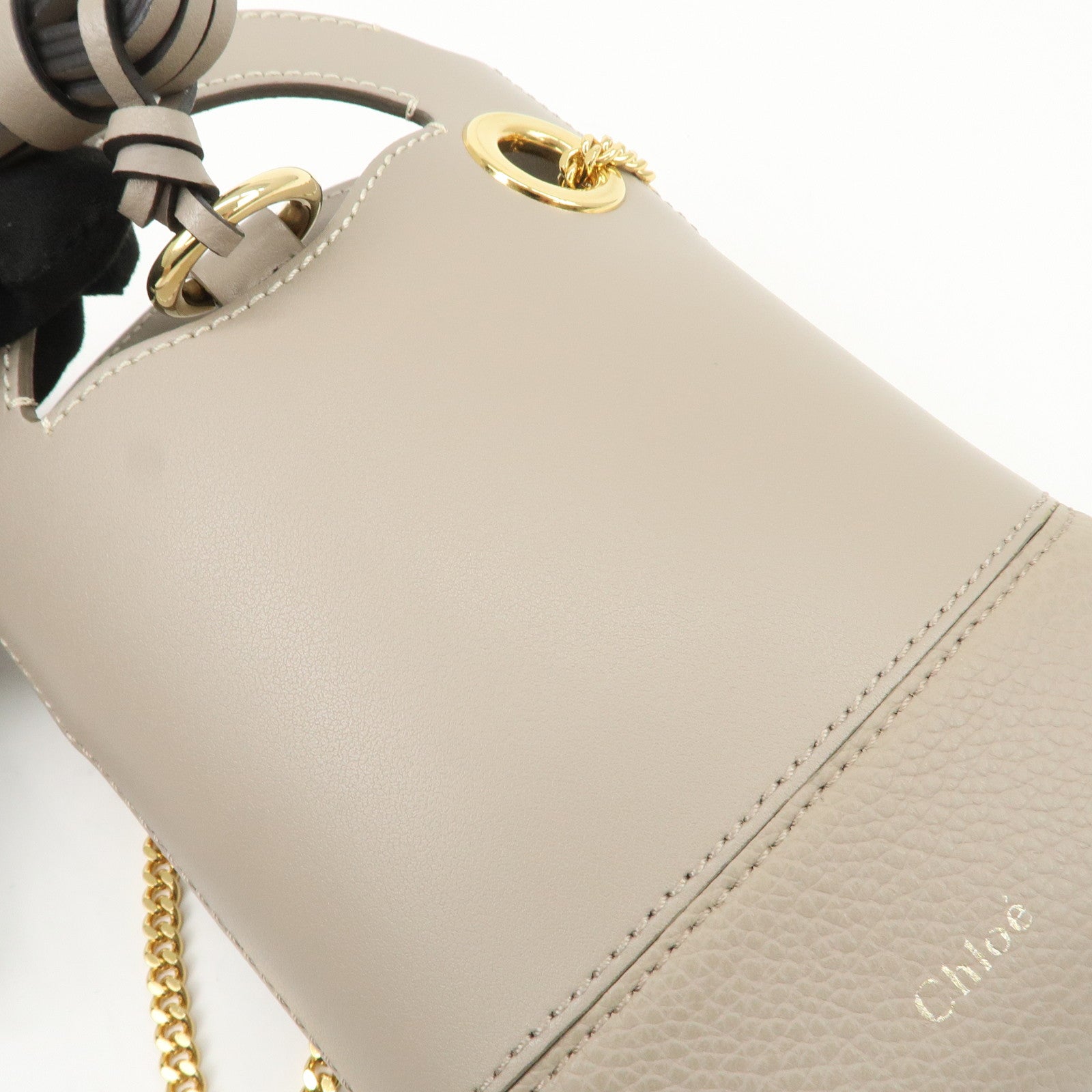 Chloe Leather Small Phone Pouch Hand Bag Shoulder Bag Greige