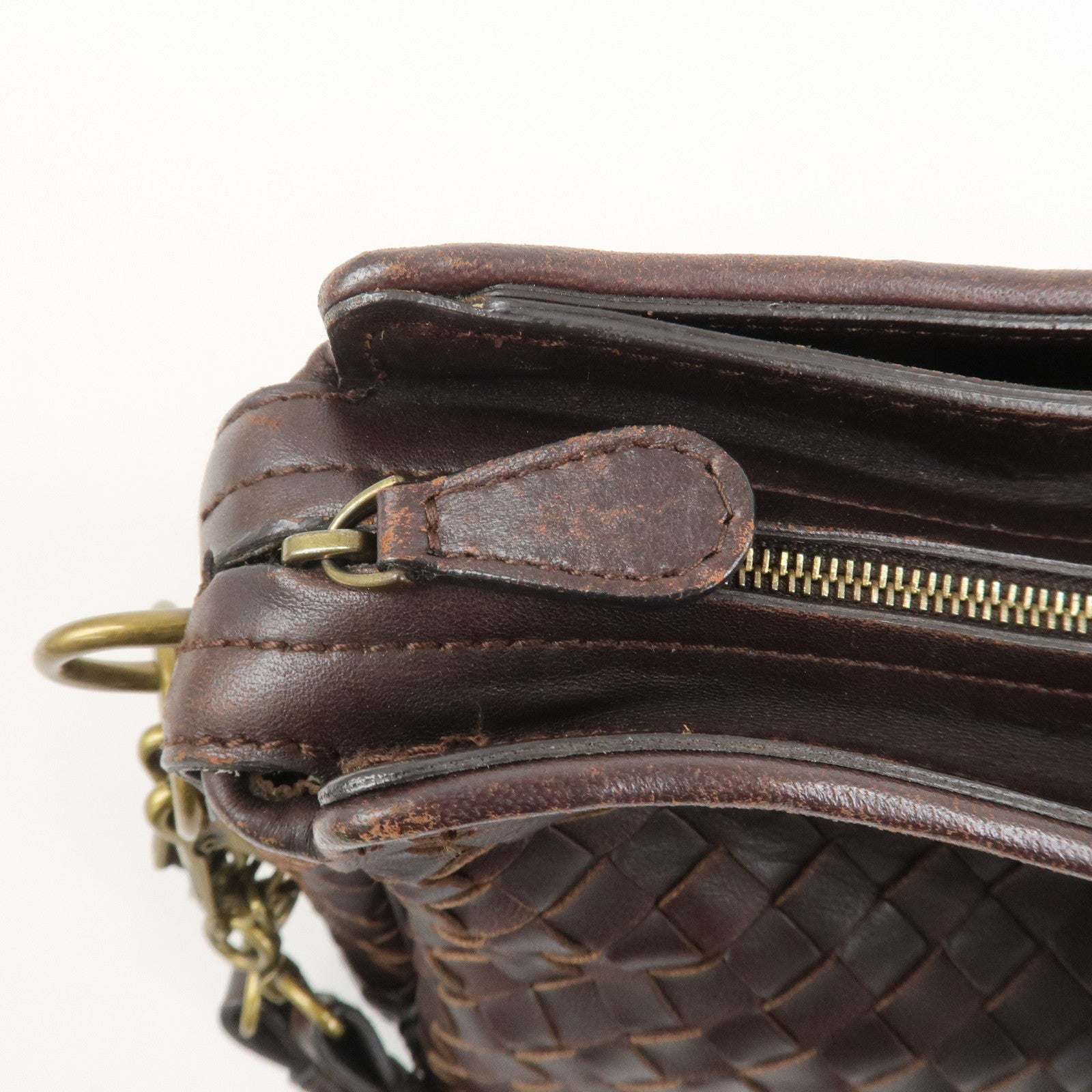 BOTTEGA VENETA Intrecciato Nappa Leather Shoulder Bag Brown