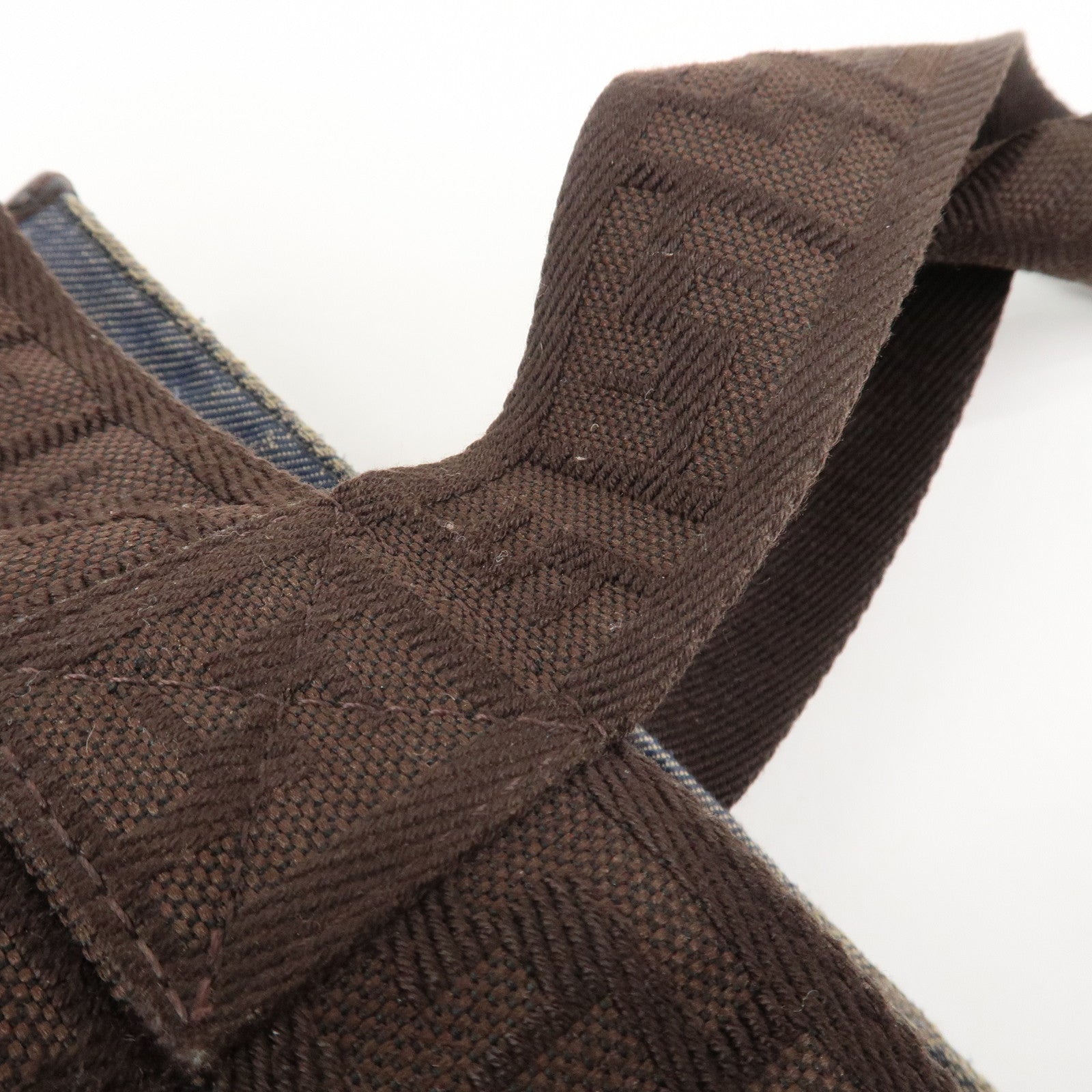 FENDI Denim Tote Bag Shoulder Bag Navy Brown 8BH165