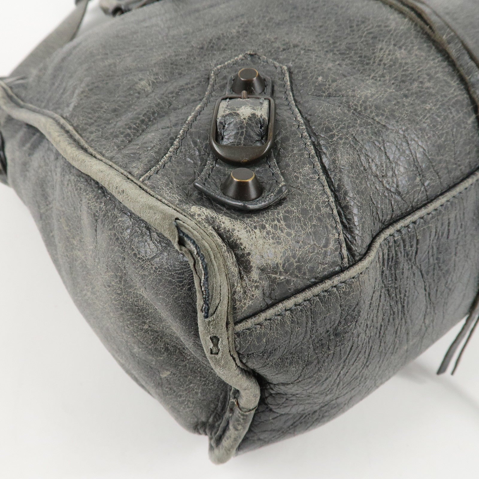 BALENCIAGA The City Leather 2Way Shoulder Bag Gray 115748 Used