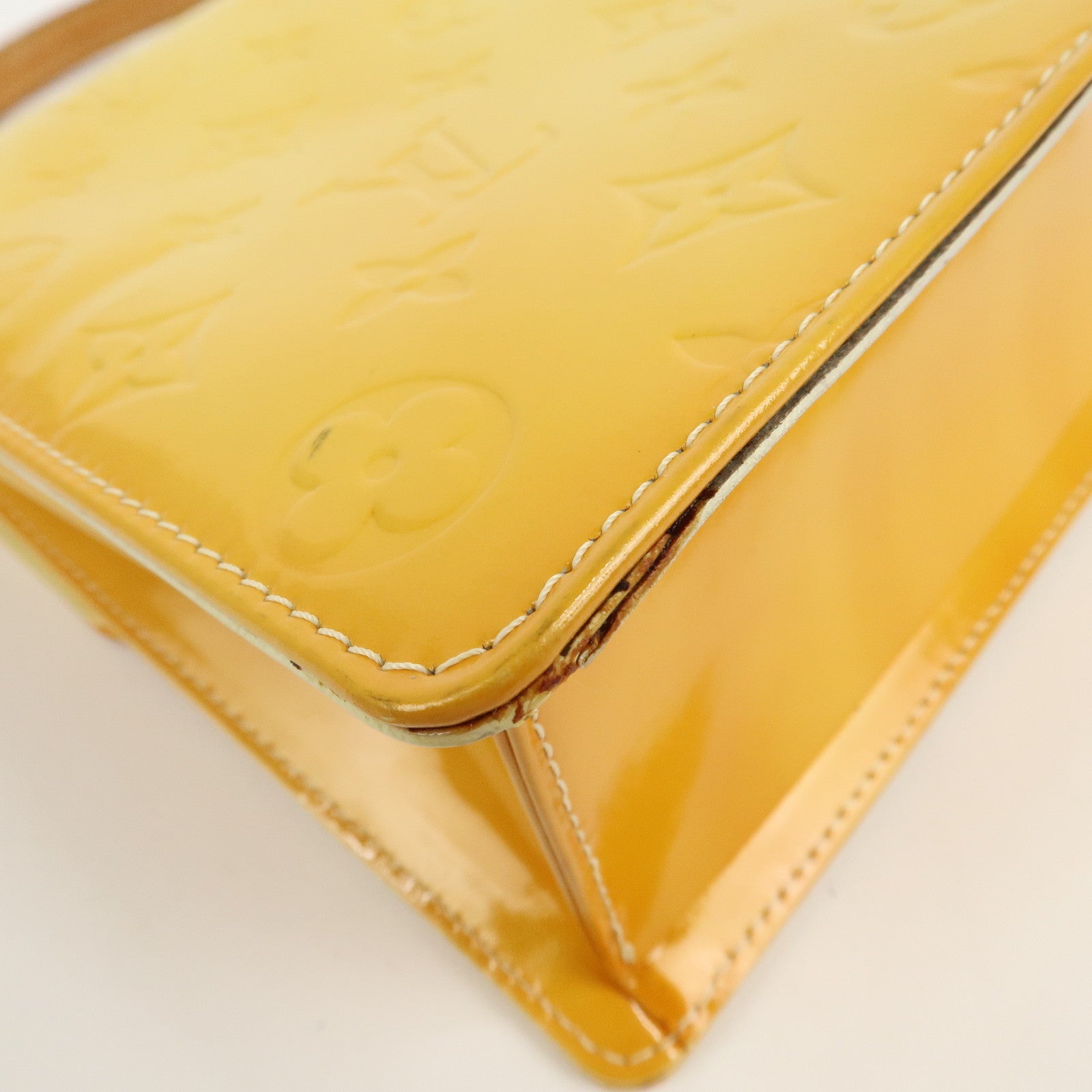 Louis Vuitton Vernis Spring Street Hand Bag LimeYellow M91068 Used