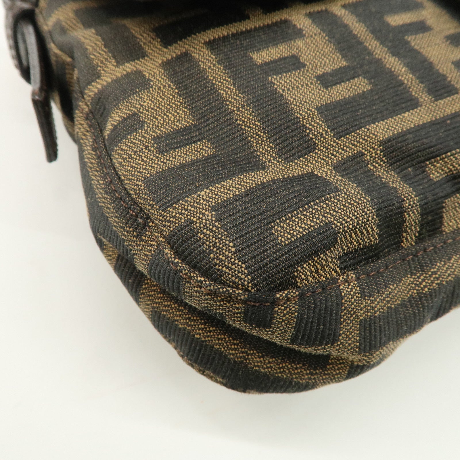 FENDI Mamma Bagguette Zucca Canvas Leather Shoulder Bag 26424 Used