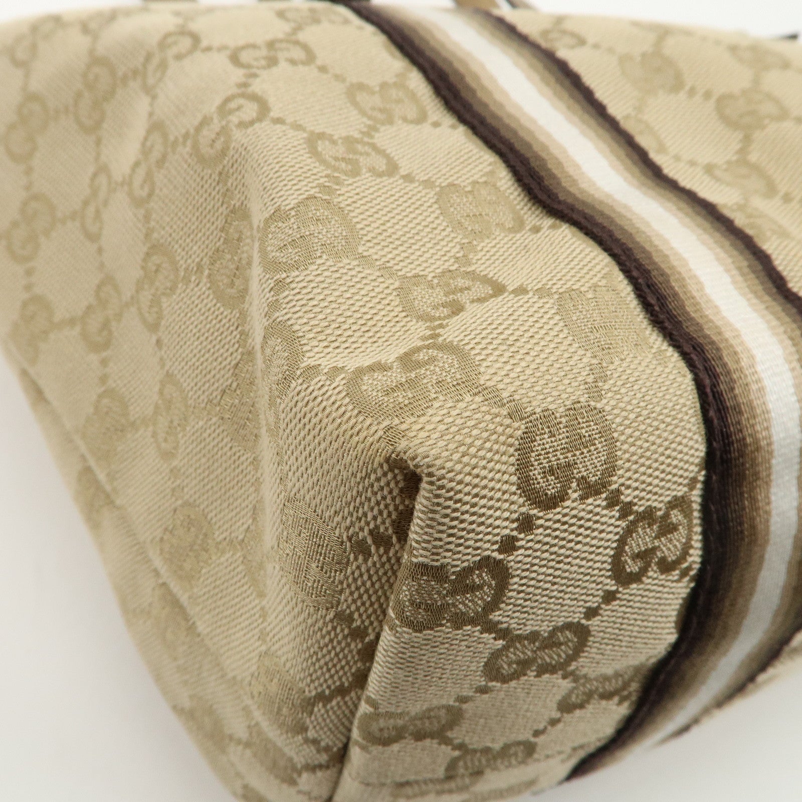 GUCCI Sherry GG Canvas Leather Tote Bag Beige Gold 137396 Used