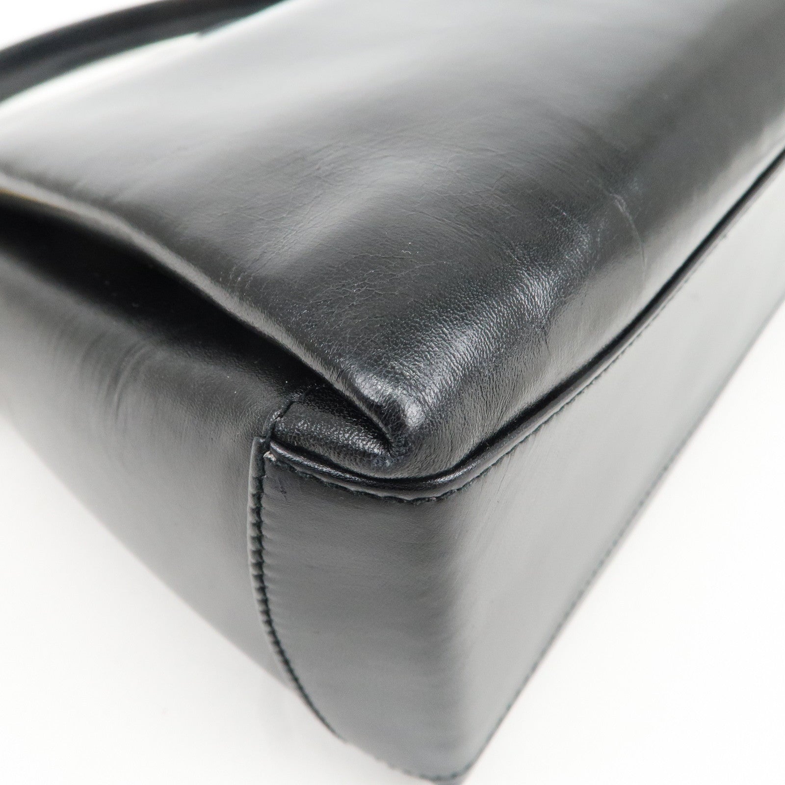 GUCCI Bamboo Leather Hand bag Shoulder Bag Black 000.1781.0175 Used