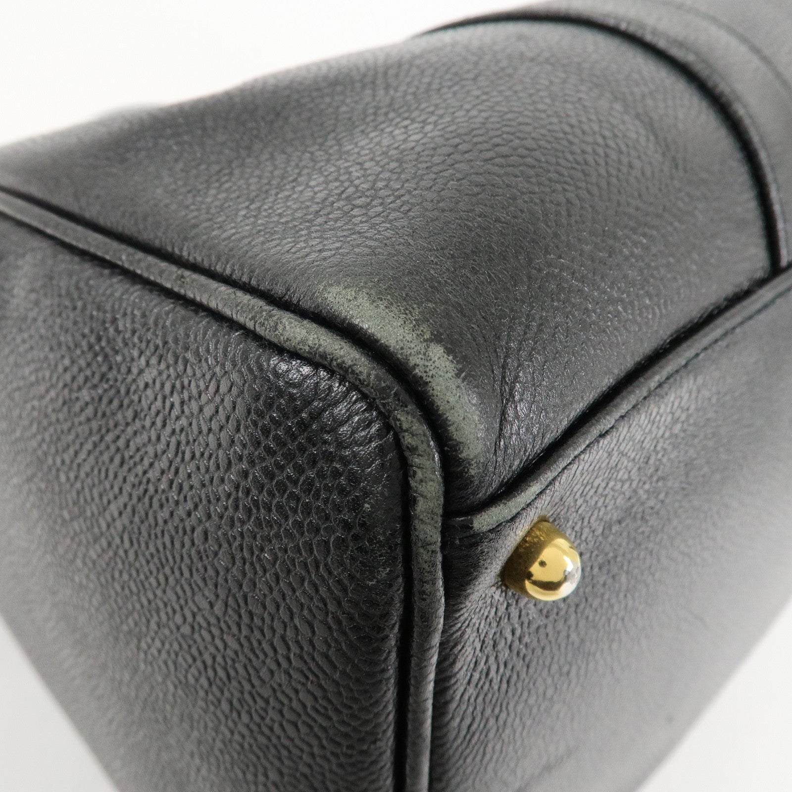 CHANEL Caviar Skin 2Way Boston Bag Hand Bag Black Used