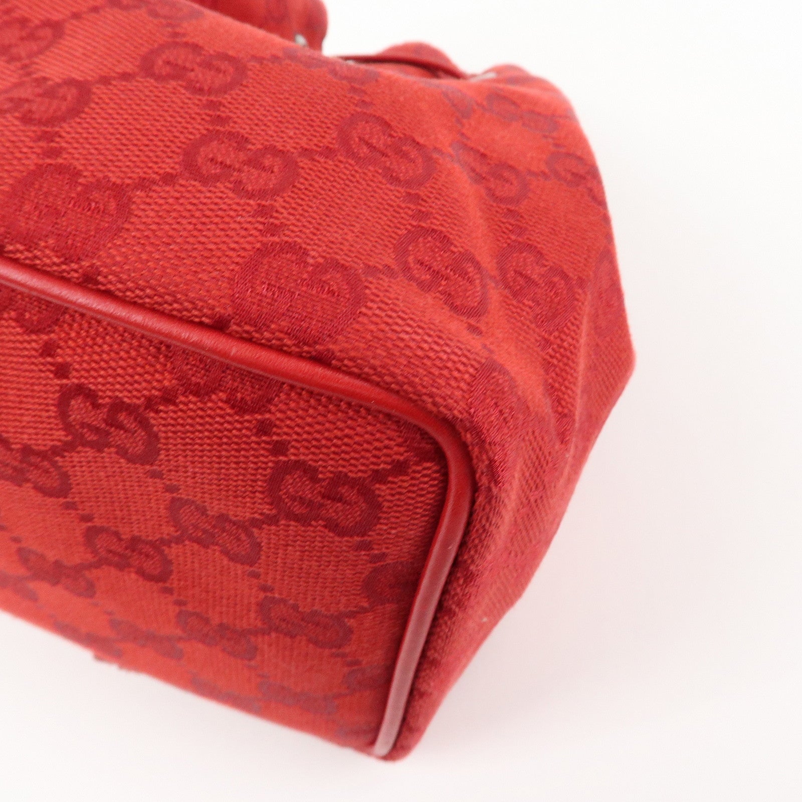 GUCCI GG Canvas Leather Drawstring Pouch Hand Bag 039.0973 Used