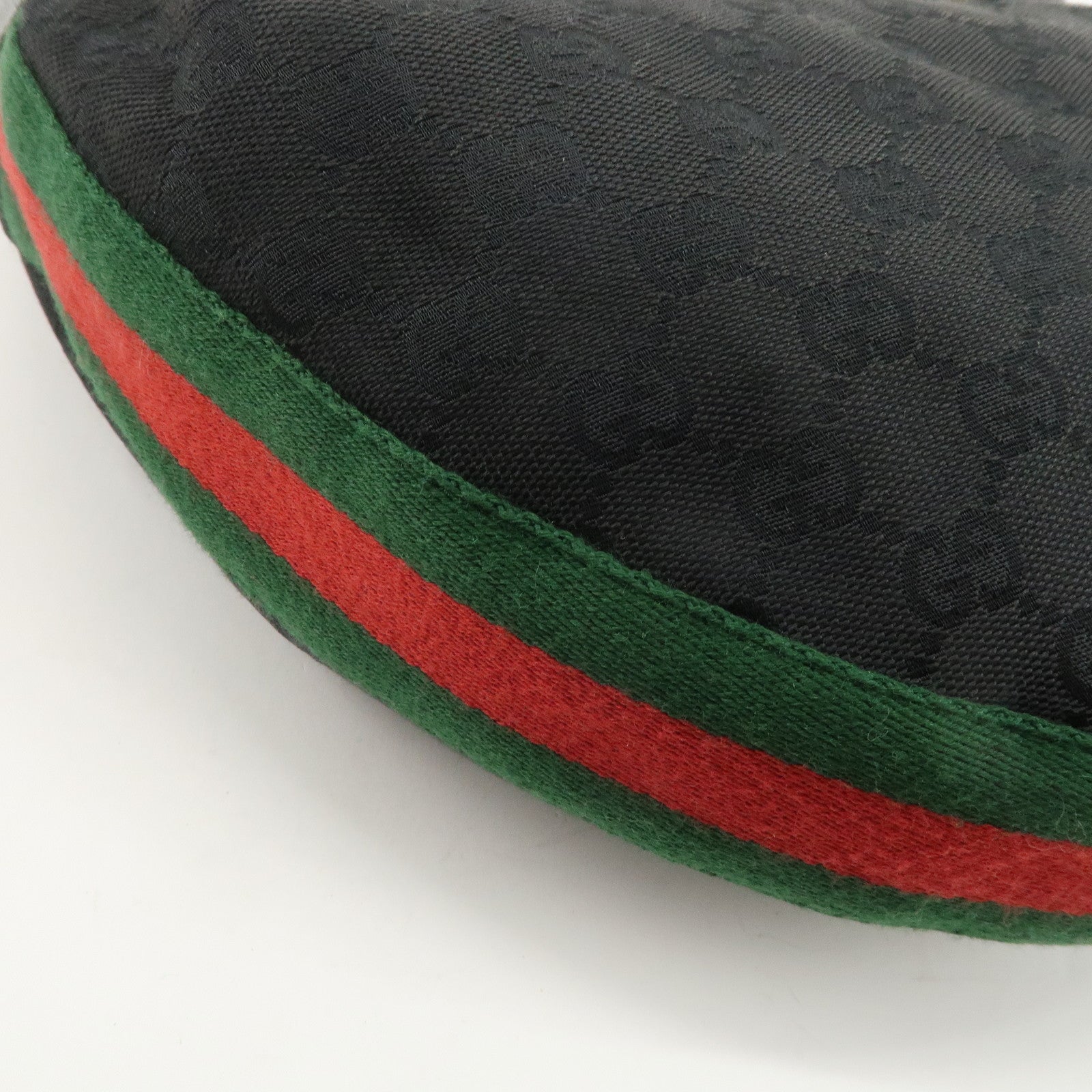 GUCCI Bamboo Sherry GG Canvas Leather Shoulder Bag Black 131036 Used